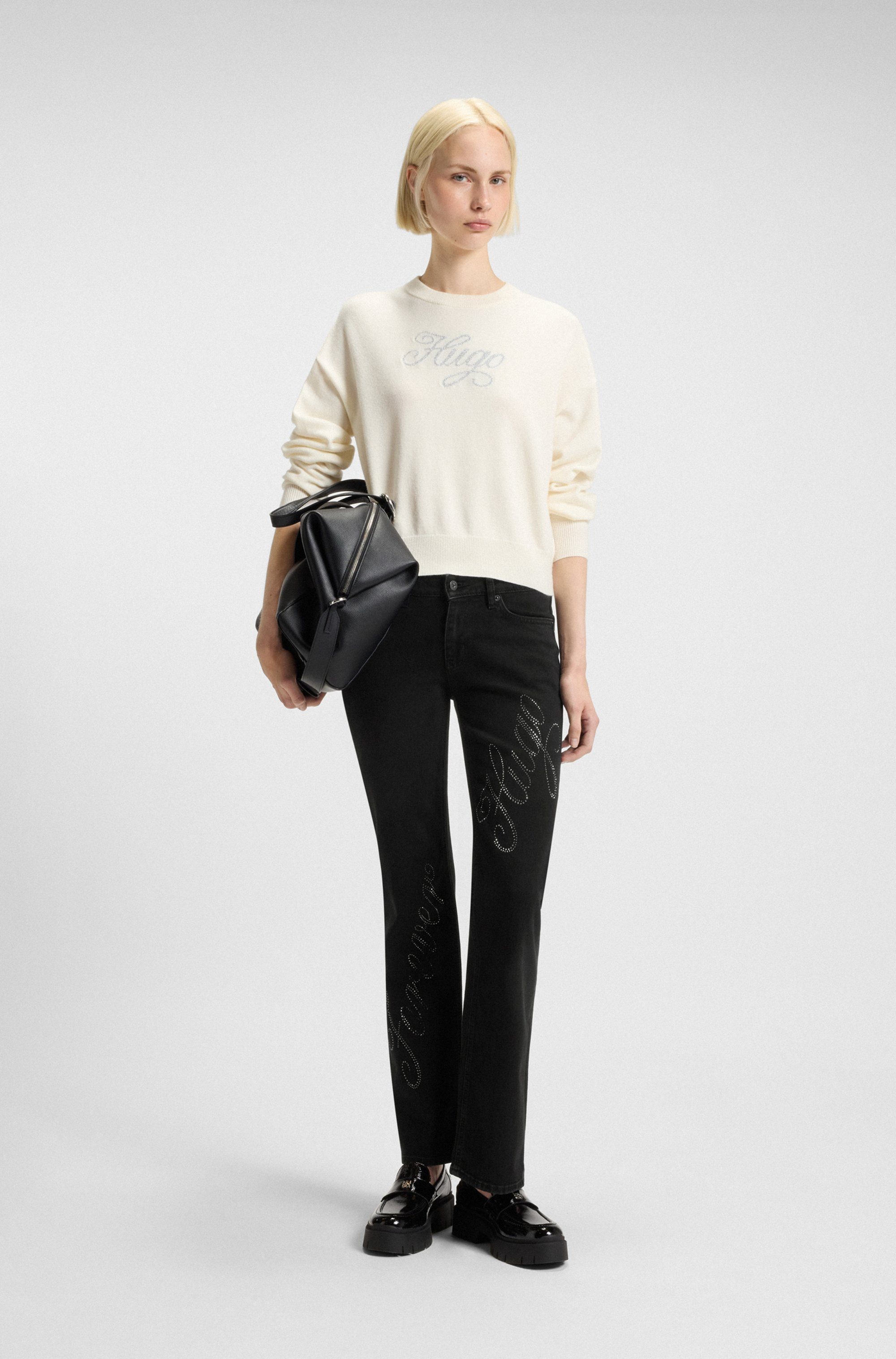 HUGO Slim-fit-Jeans Gamera mit Strass-Logo vorn