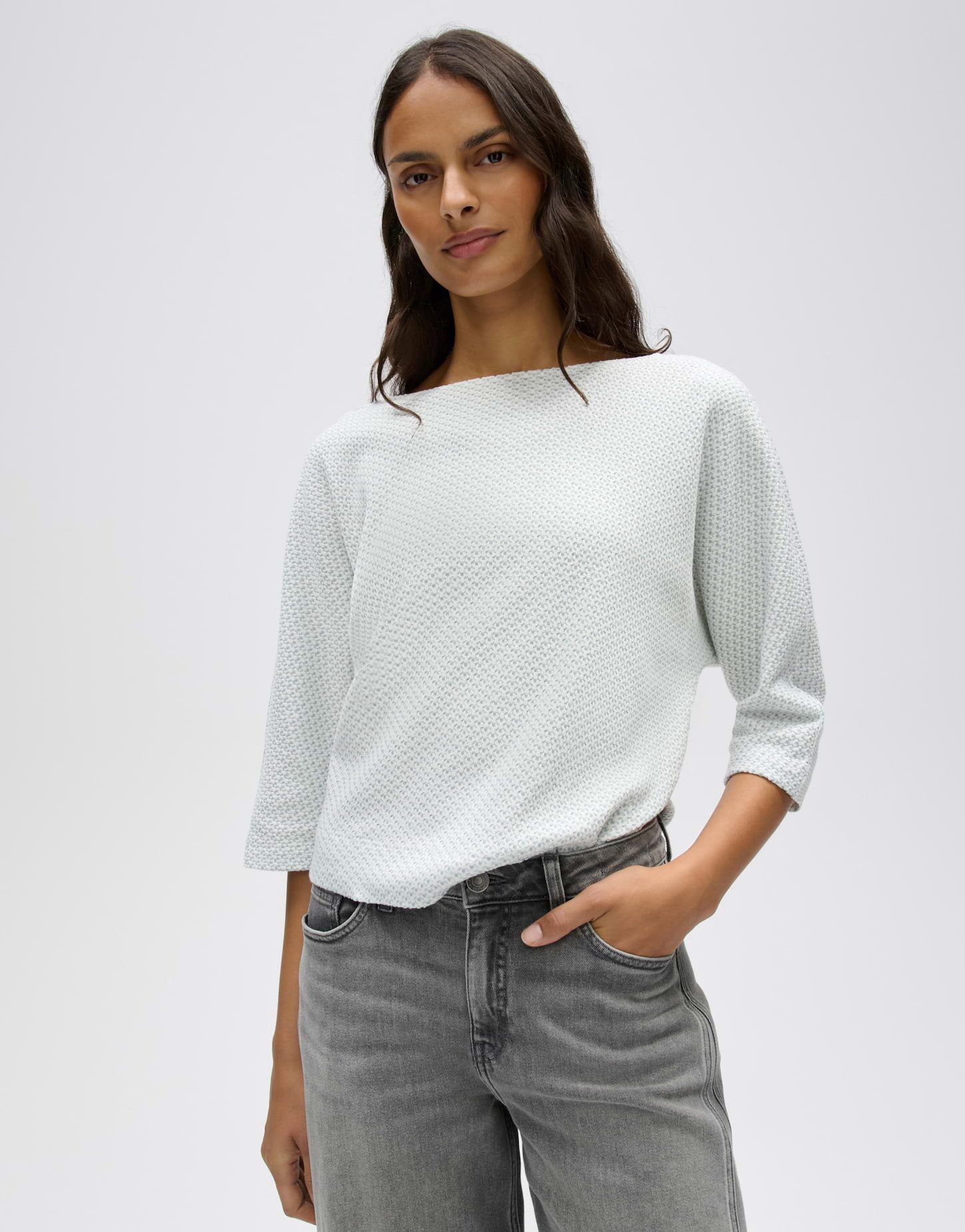 OPUS 3/4-Arm-Shirt Sassoni aus weichem Jersey Verkürzte Silhouette mit 3/4-Fledermausärmeln