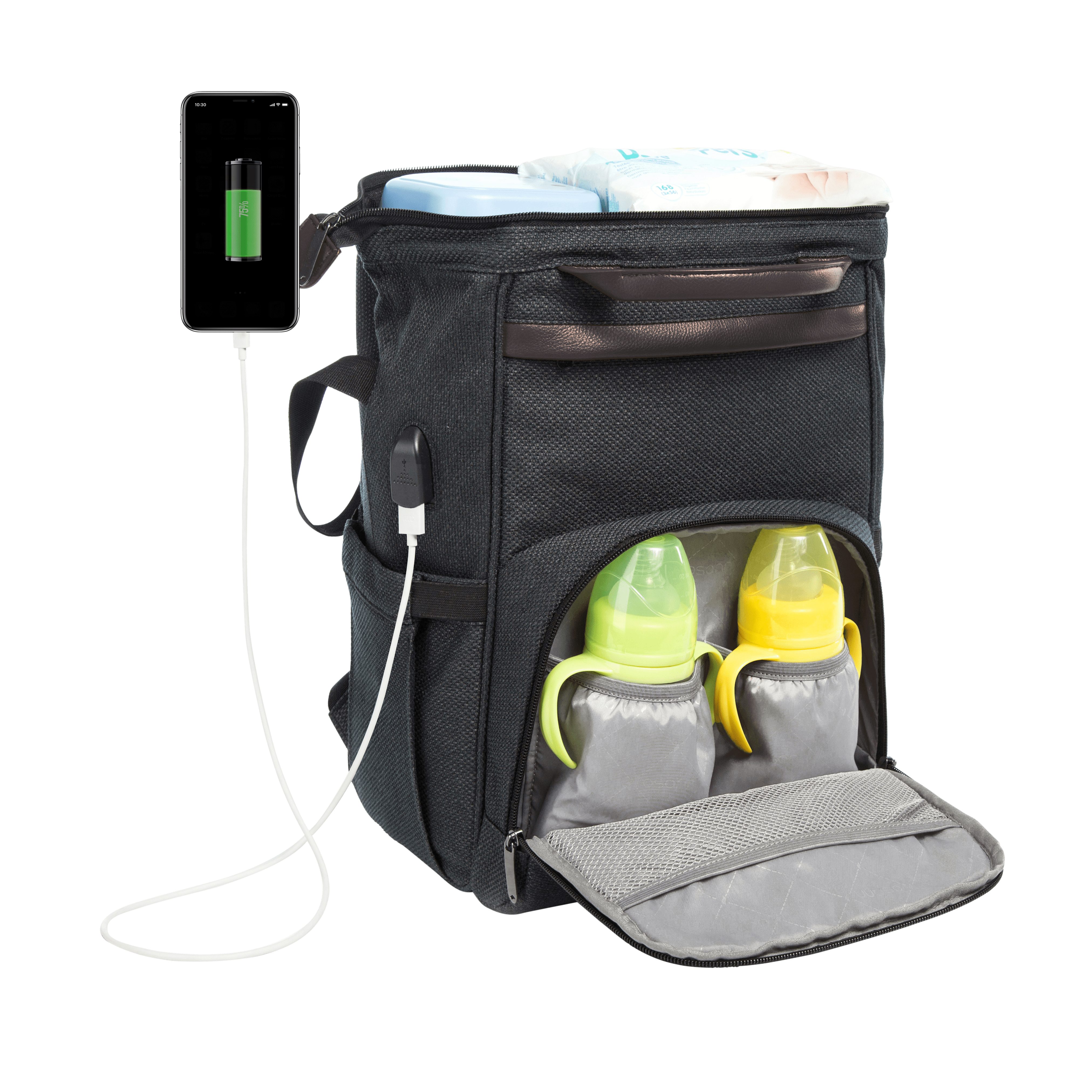 Handyport Osann Chrome mit Wickeltasche Wickelrucksack Backpack, Wickelrucksack