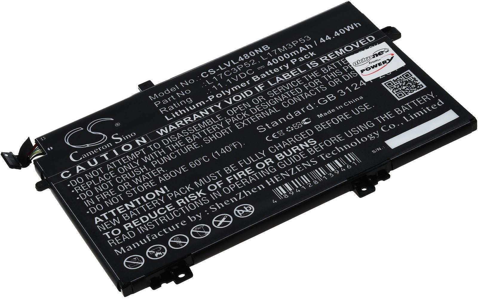 Powery Akku für Laptop Lenovo ThinkPad L580, ThinkPad L480 LaptopAkku 4000 mAh (11.1 V)
