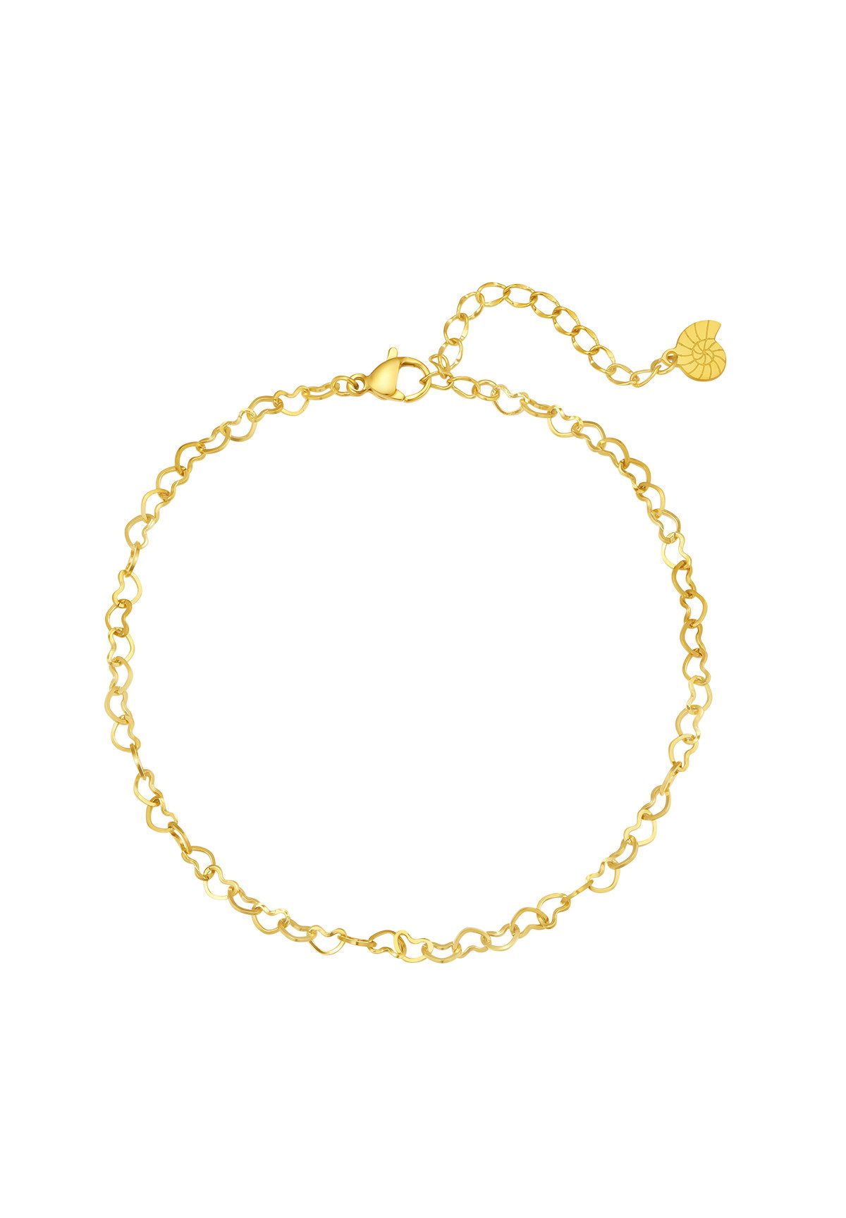 Fußkette Glieder Herz, vergoldet 18K Roségold