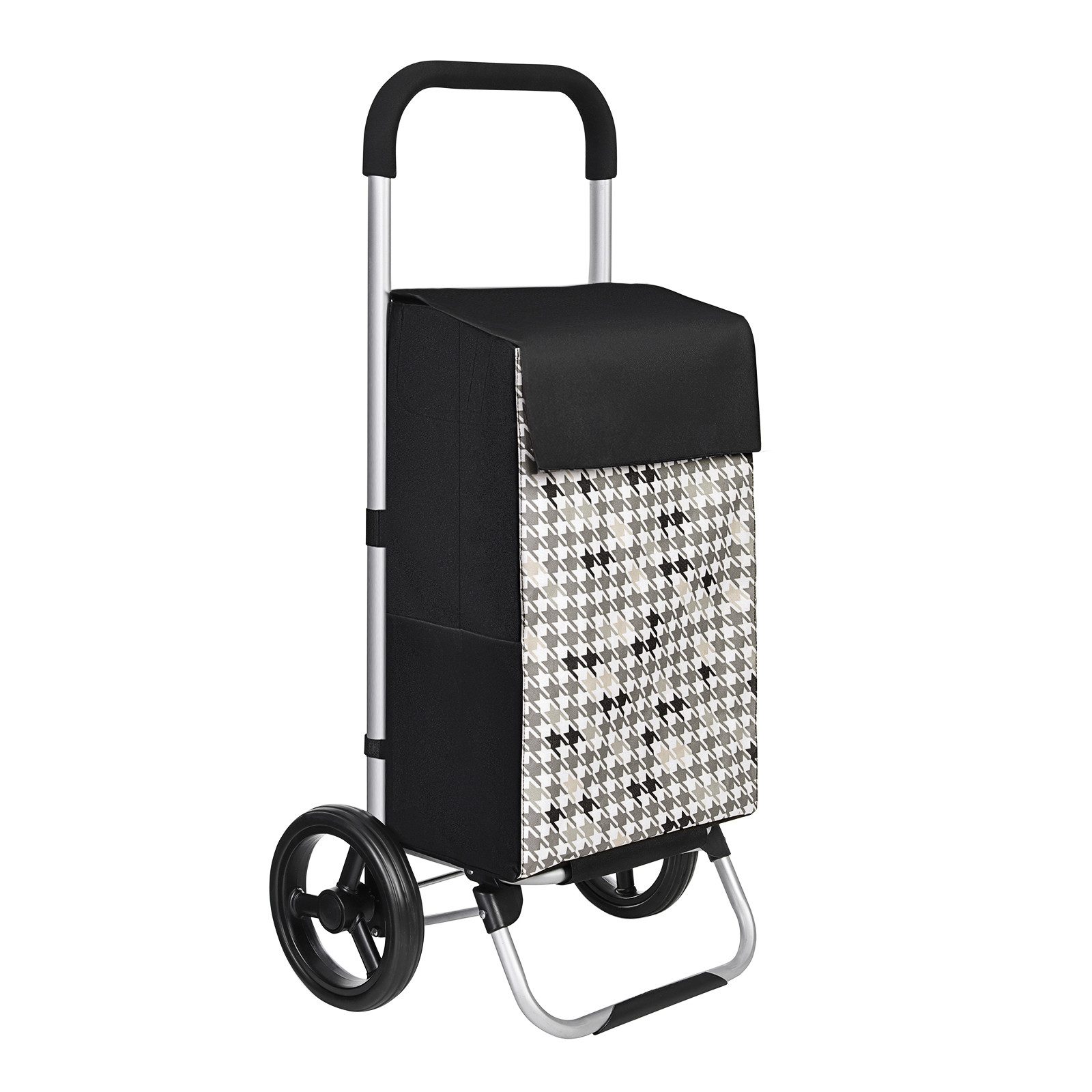 SONGMICS Einkaufstrolley Einkaufswagen, mit Rädern, 40 L, mit Taschen, leisen Rädern und Haken