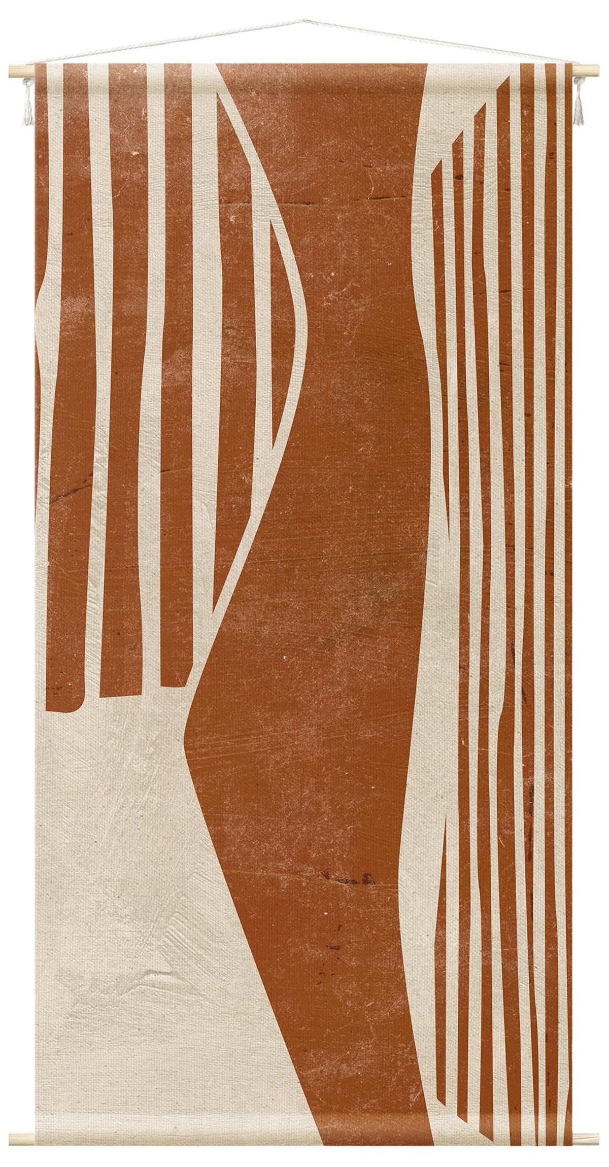 Bilderdepot24 Wandteppich modern Abstrakt Indisches Feld braun, rechteckig, Höhe: 2.6 mm, großes Wandbild aus Natur-Baumwolle Wandbehang Stoffbild Tuch Wollseil