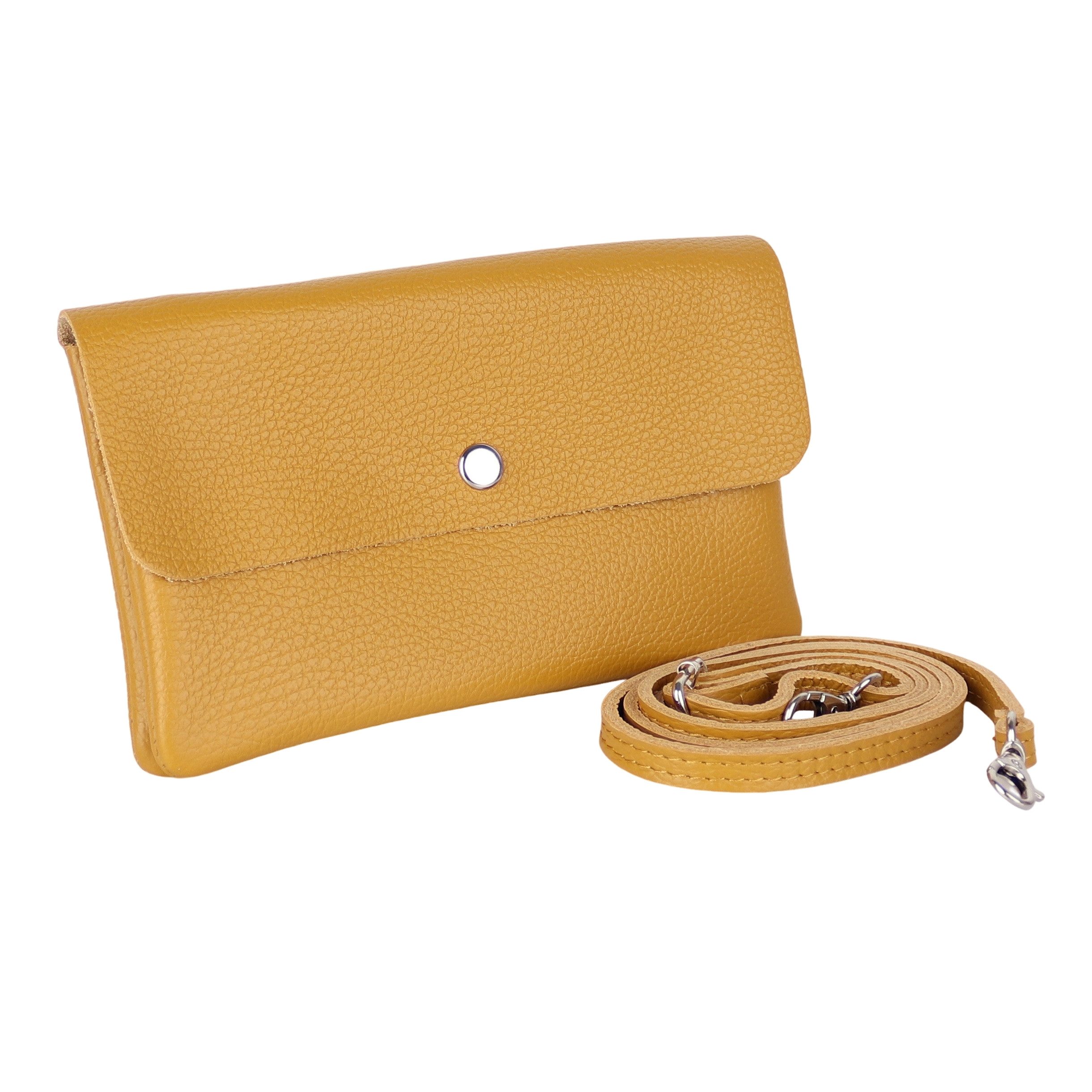 MIRROSI Clutch Damen, Crossbody Bag, Echtleder made in Italy ca.20x12x2cm (Leopard Leo Muster und Unifarbe), Umhängetasche, Schultertasche für jeden Anlass