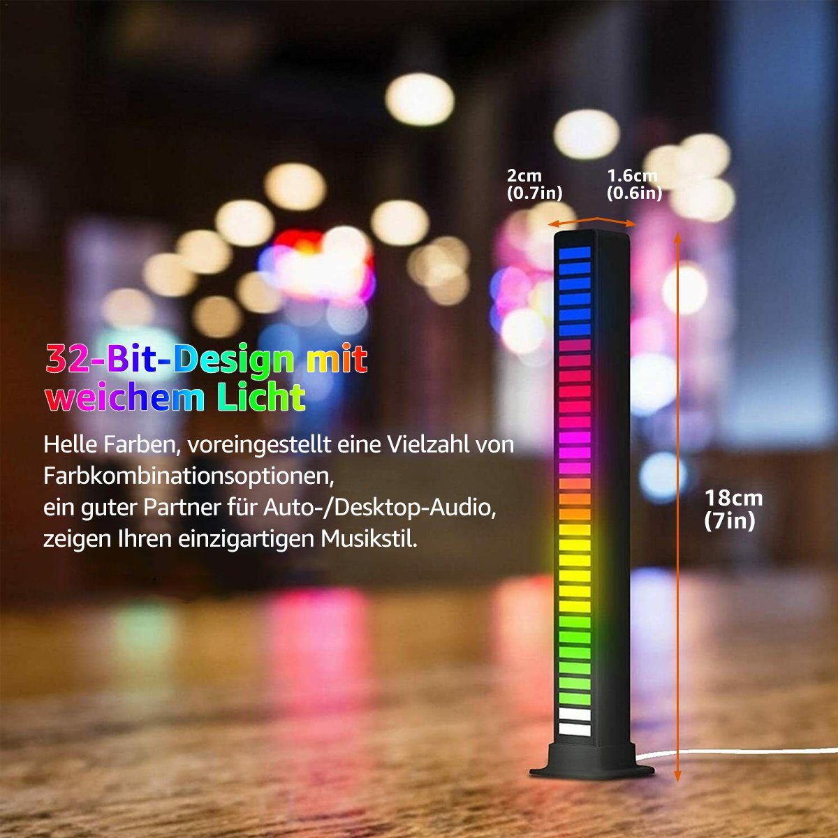 Smarte Anzeige RGB Musik Bit LED 32 Licht Level LED-Leuchte, Lampe 7Magic