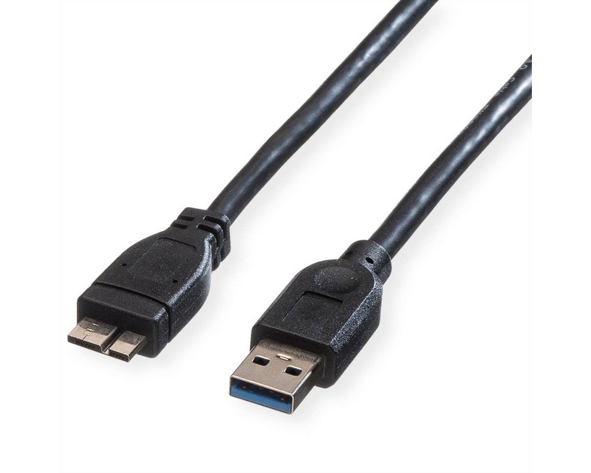 ROLINE USB 3.2 Gen 1 Kabel, A ST - Micro B ST USB-Kabel, USB 3 Typ A Männlich (Stecker), USB 3 Typ Micro B Männlich (Stecker) (15.0 cm)