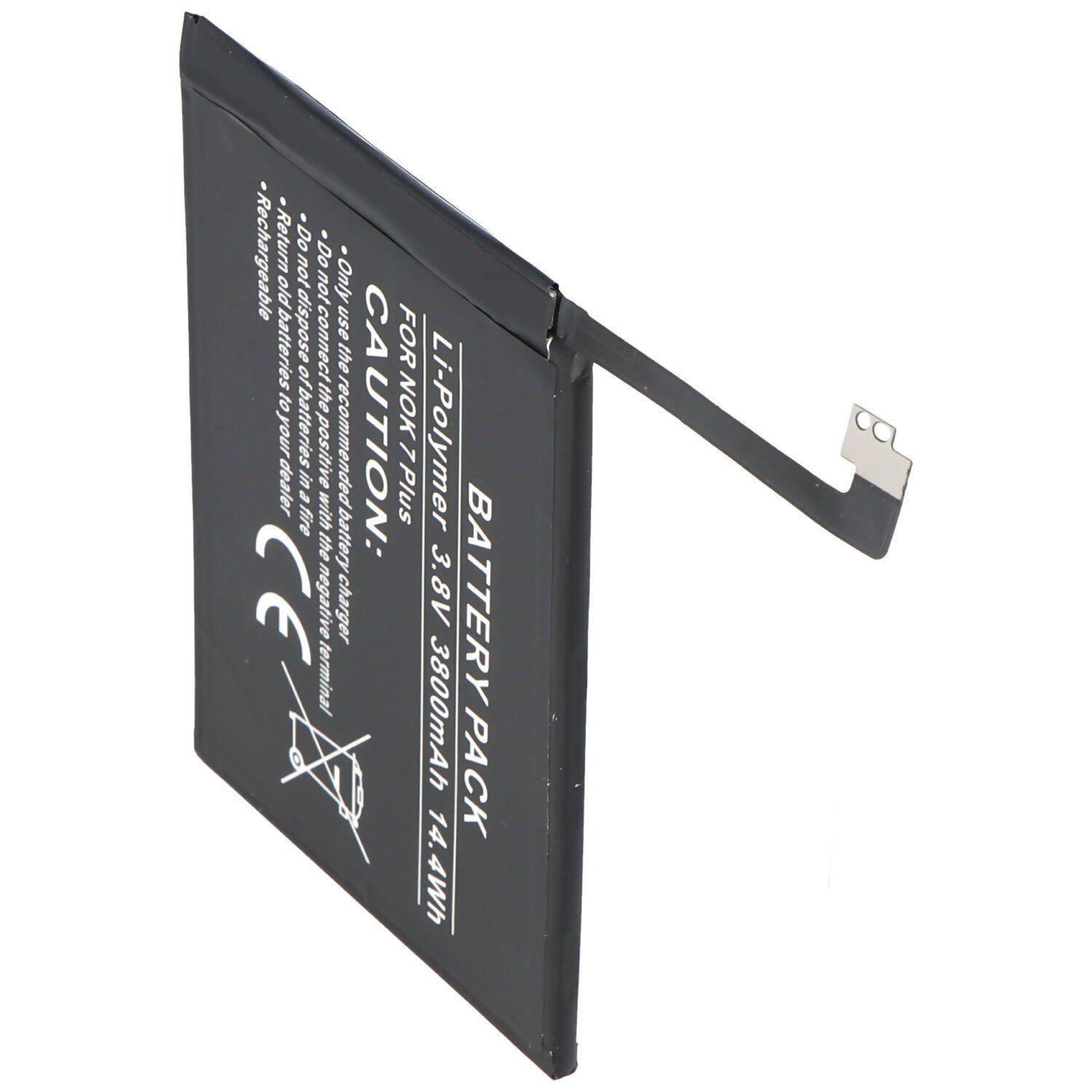 Akku passend für Nokia 7 plus, Li-Polymer, 3,8V, 3800mAh, 14,4Wh Akku