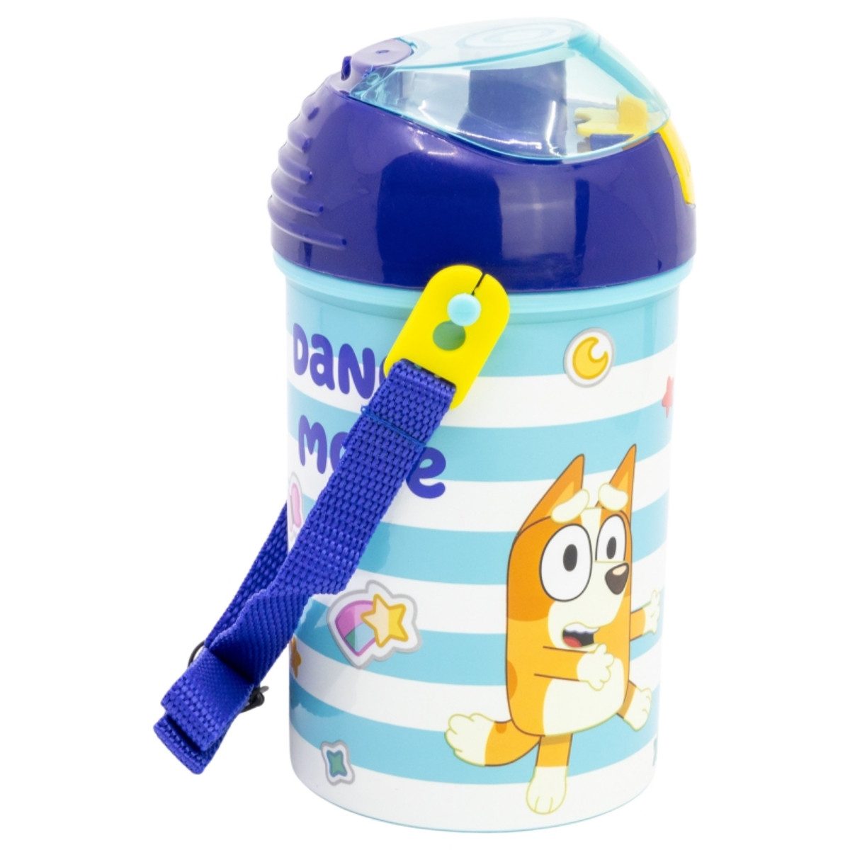 Storline Trinkflasche Bluey Wasserflasche 450 ml – Pop-Up Canteen mit Druckknopfverschluss