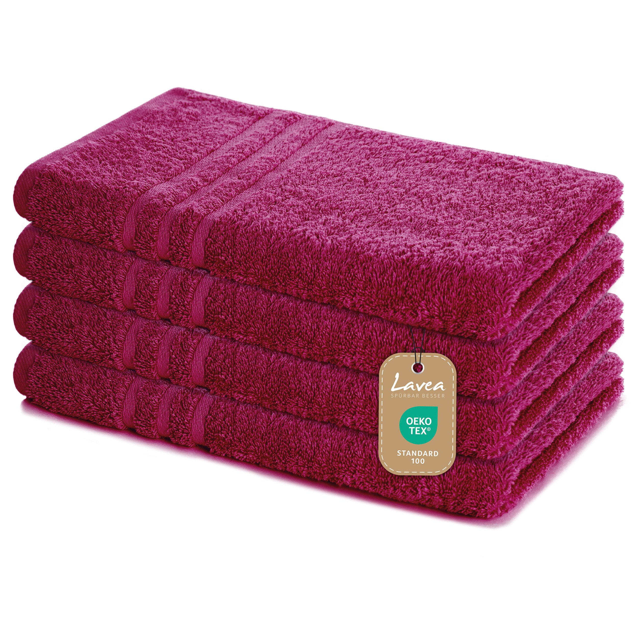 Lavea Handtuch Lavea® 4er Set Handtücher 50x100 cm, Elena Frottiererie, 100% Baumwolle (4er Set), 500 g/m² Frottier, weich & saugstark, pflegeleicht