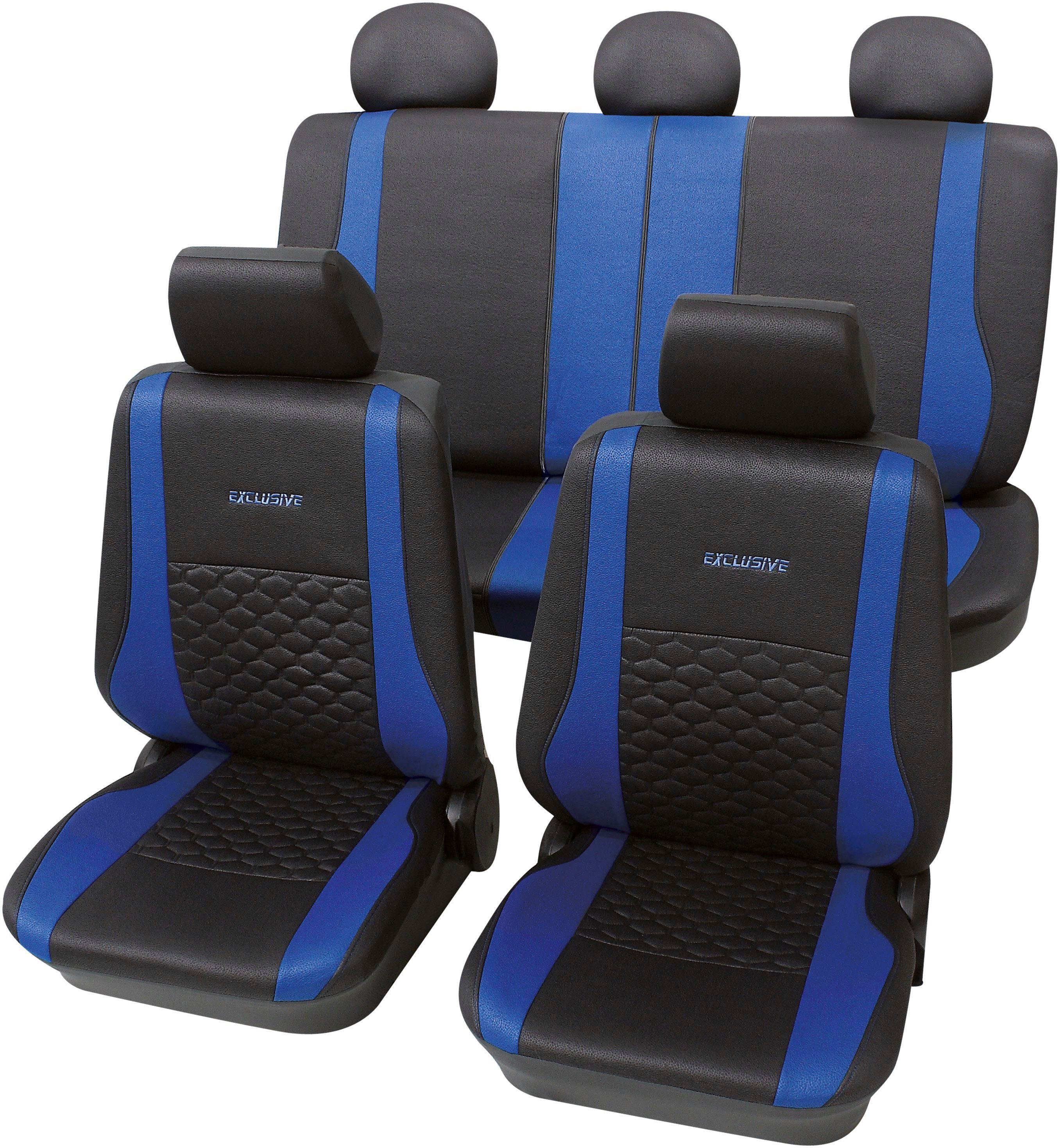 Petex Autositzbezug 17-tlg Set Exclusive, universelle Passform, Geeignet  für Fahrzeuge mit/ohne Seitenairbag, SAB 1 Vario Plus