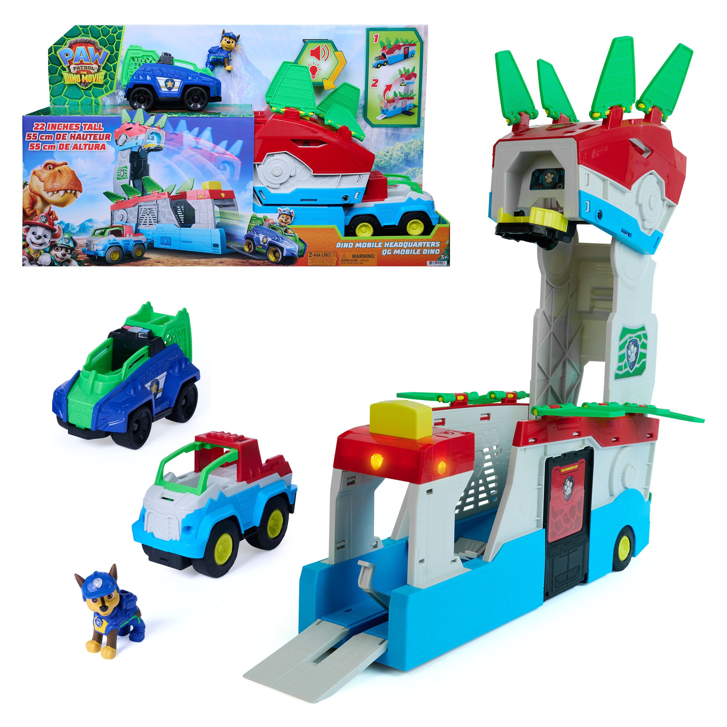 Spin Master Spielwelt PAW Patrol: Der Dino Film, 2-in-1 Mobiles Dino-Hauptquartier, mit Licht- & Soundeffekten