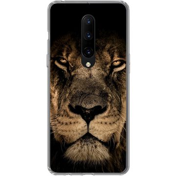 MuchoWow Handyhülle Löwe - Tiere - Schwarz - Porträt, Phone Case, Handyhülle OnePlus 7 Pro, Silikon, Schutzhülle