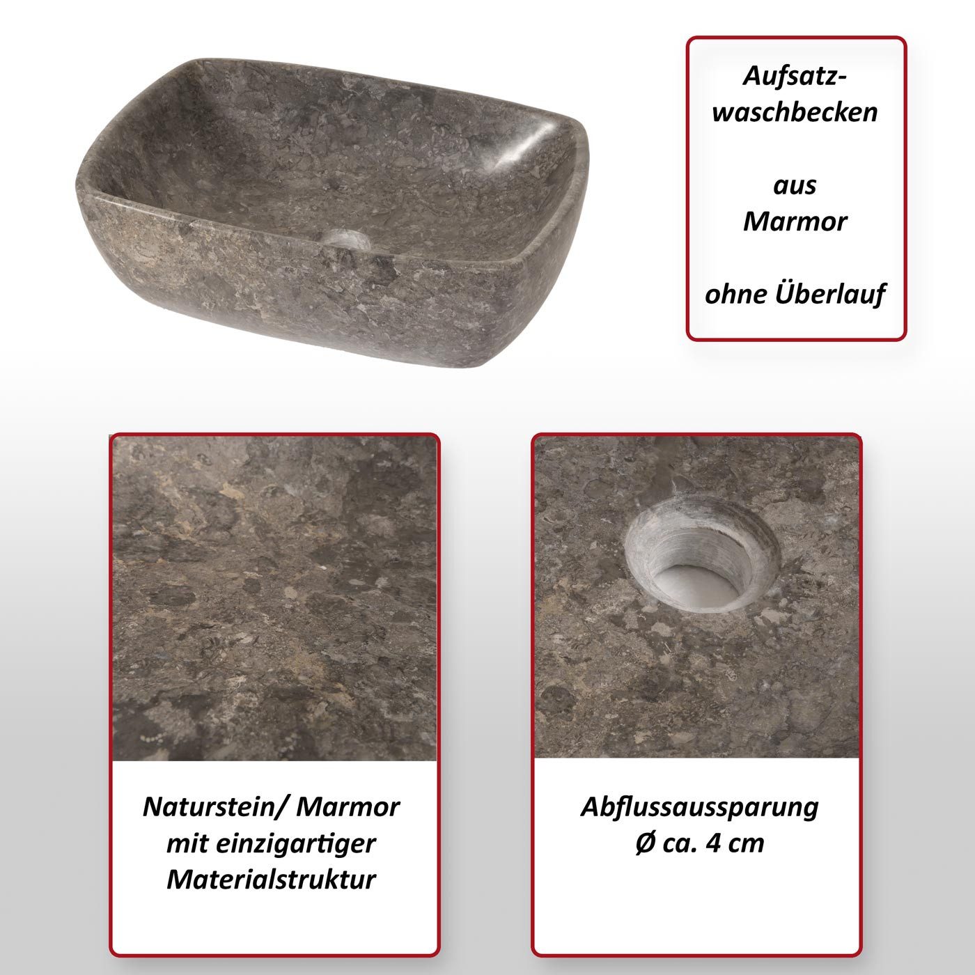MCW Aufsatzwaschbecken MCW-M77 (1-St), Aus Naturstein / Marmor