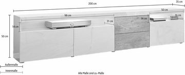 borchardt Möbel Lowboard Kapstadt, Breite 200 cm mit 2 Schubkästen