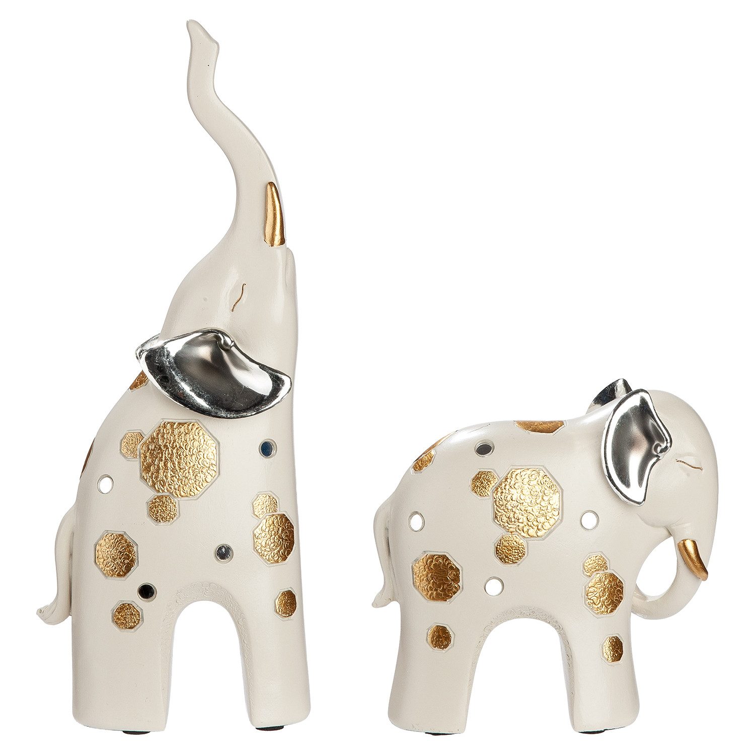 GILDE Skulptur 2tlg. Set Figur Elefant Midas weiß (1 St), Tierfigur Glückssymbol Dekoelefant elegantes Design Ethno-Stil