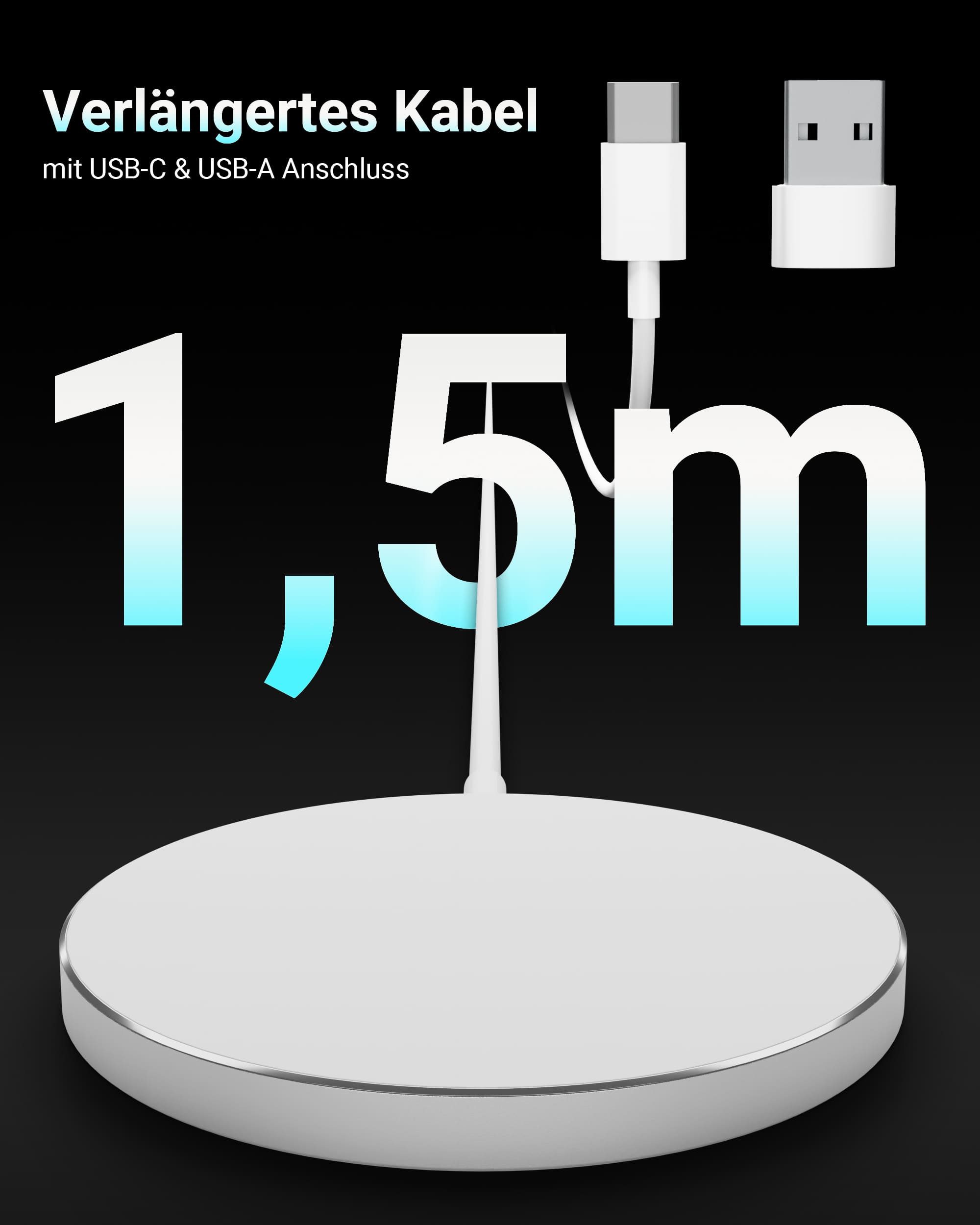 GreenHec MagSafe Ladegerät Wireless Charger Induktive Ladestation Kabellose 15w Wireless Charger (5,00 mA, Set, Magnetic MagPad + USB-A Adapter, iPhone 18 17 16 – Bild 4 von 5