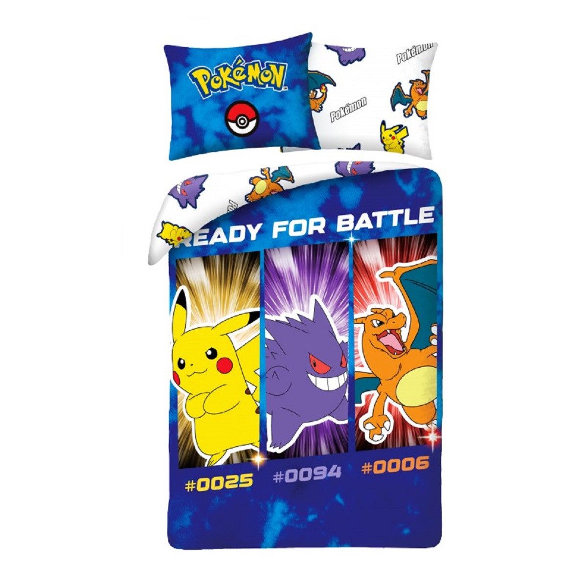 POKÉMON Bettwäsche Set Baumwolle Bettdeckenbezug 140 × 200 cm mit 70 × 90 cm Kissenbezug, 2 teilig, mit Reißverschluss