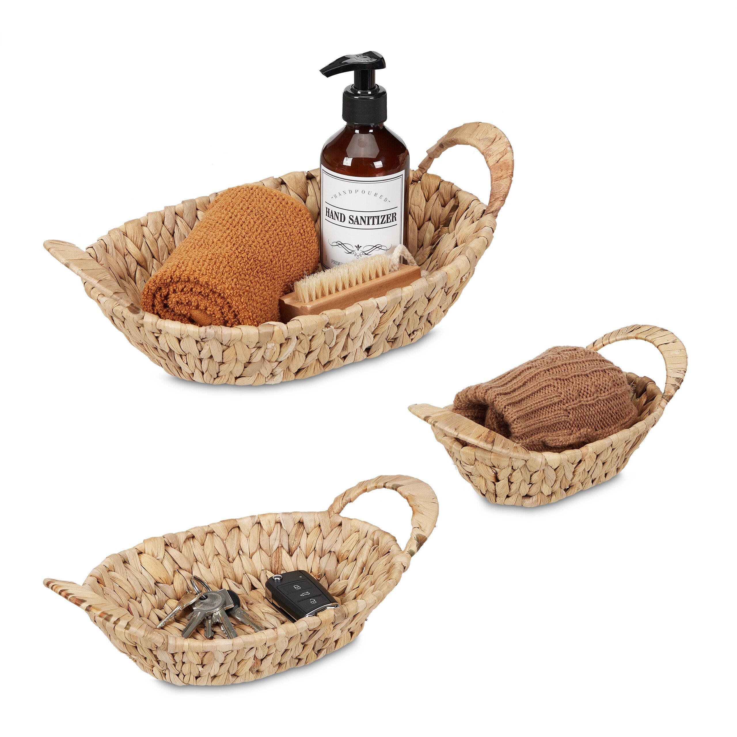 relaxdays Aufbewahrungskorb 3x Aufbewahrungskörbe Wasserhyazinthe günstig online kaufen