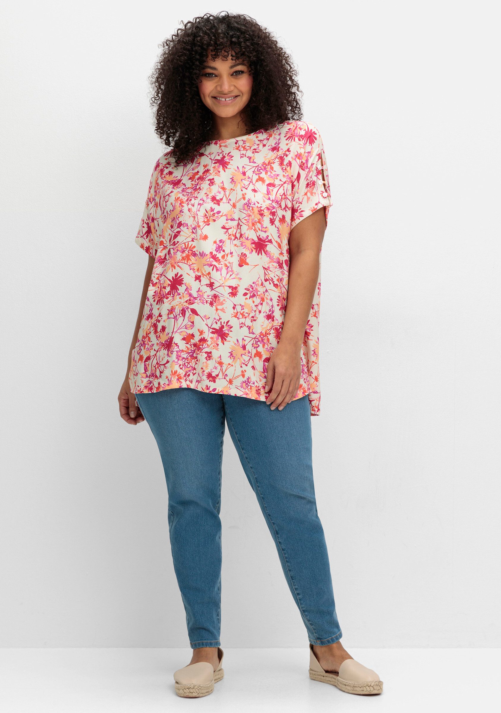 Sheego Klassische Bluse Tunika Kurzarm günstig online kaufen