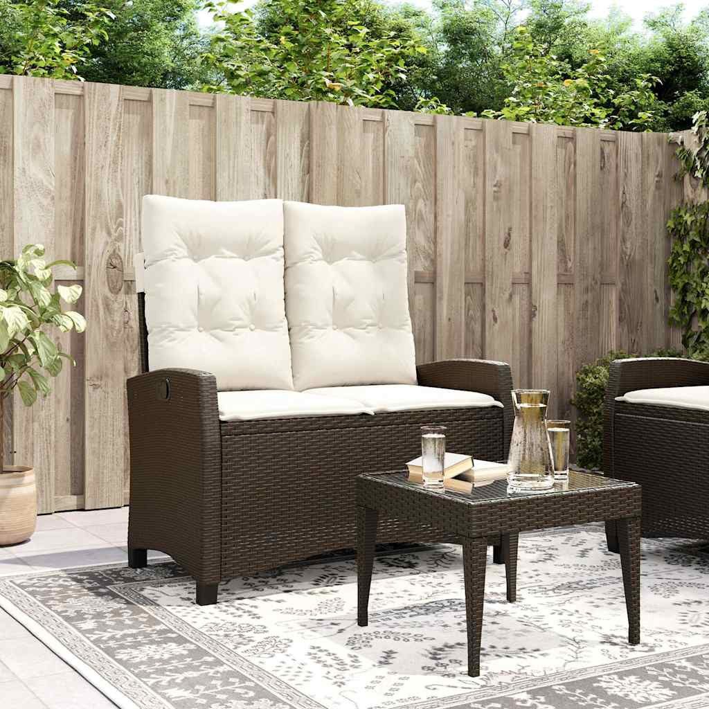 vidaXL Gartenbank Gartenbank Verstellbar mit Kissen Braun Poly Rattan (1-St)