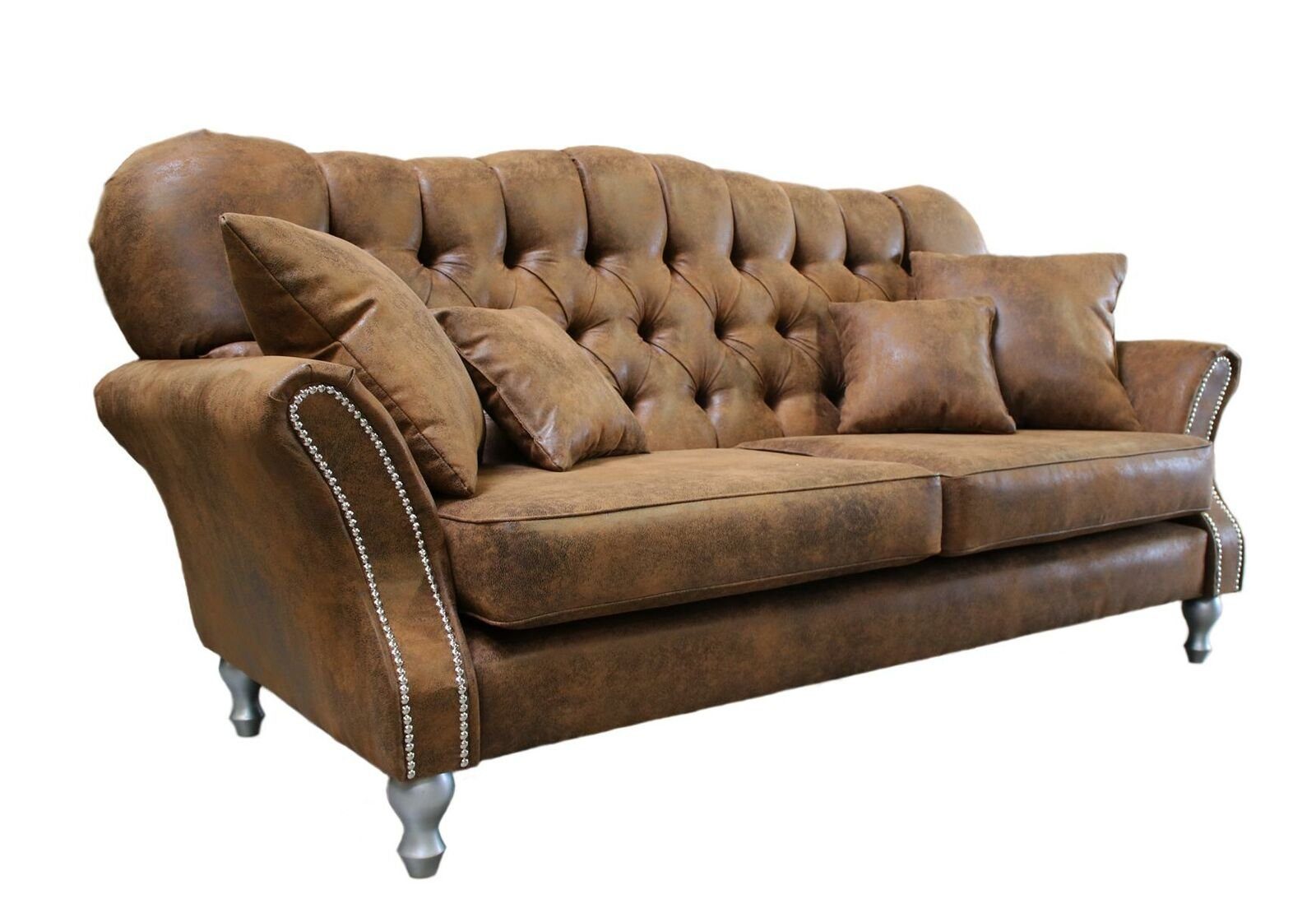 JVmoebel Sofa, Vintage Chesterfield Sofagarnitur Couch Polster Sofa Leder 3+1  Sitzer Set 2tlg.