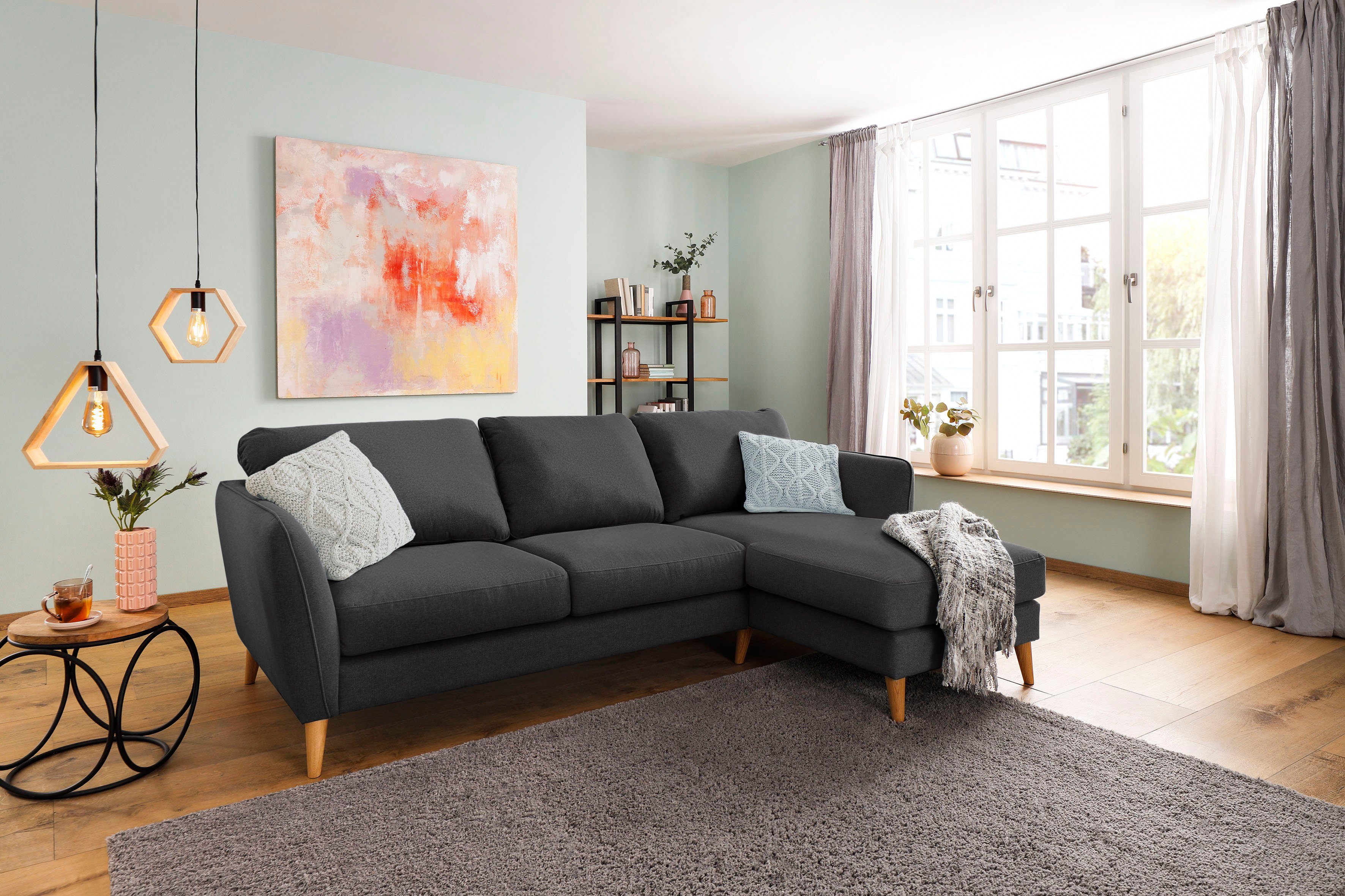 Home affaire Ecksofa MARSEILLE (242/152cm),L-Form, Rec. rechts/links, Massi günstig online kaufen