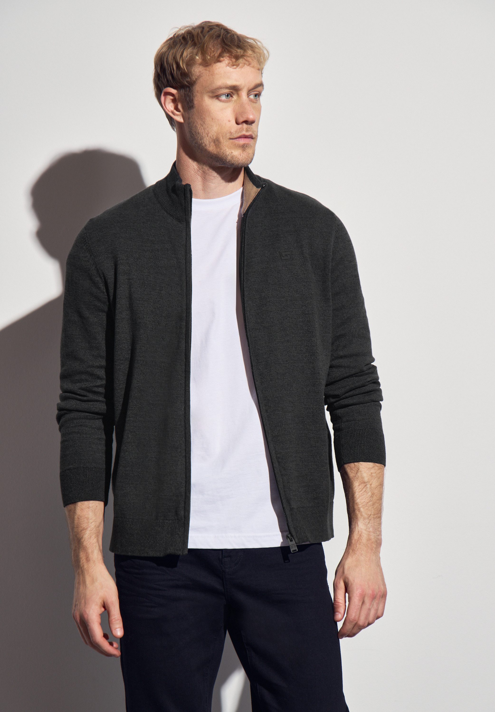 STREET ONE MEN Strickjacke aus reiner günstig online kaufen