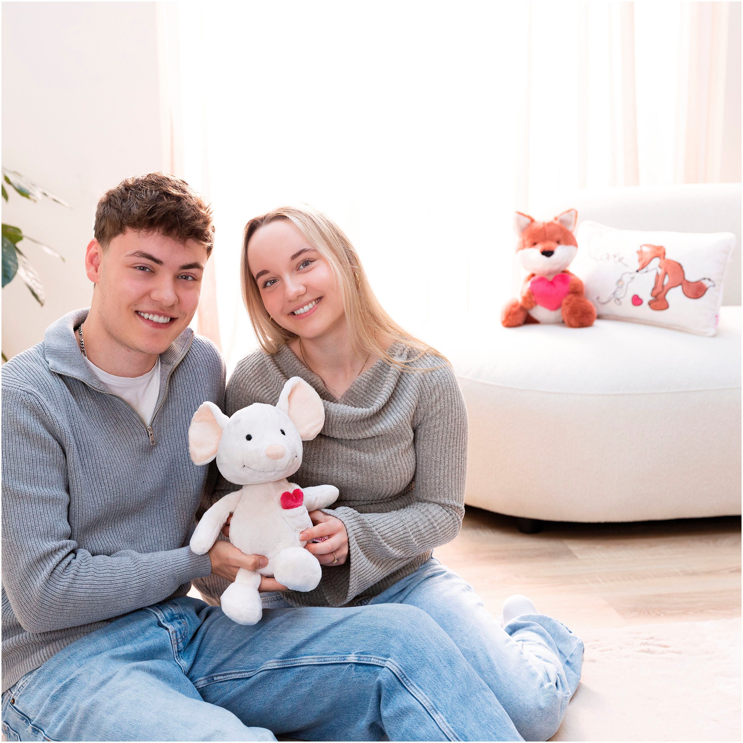 Nici Kuscheltier Love, Maus Mira mit Herz 25cm