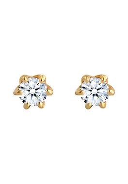 Elli DIAMONDS Paar Ohrstecker Elegant Klassisch Diamant (0.12 ct) 585 Gelbgold