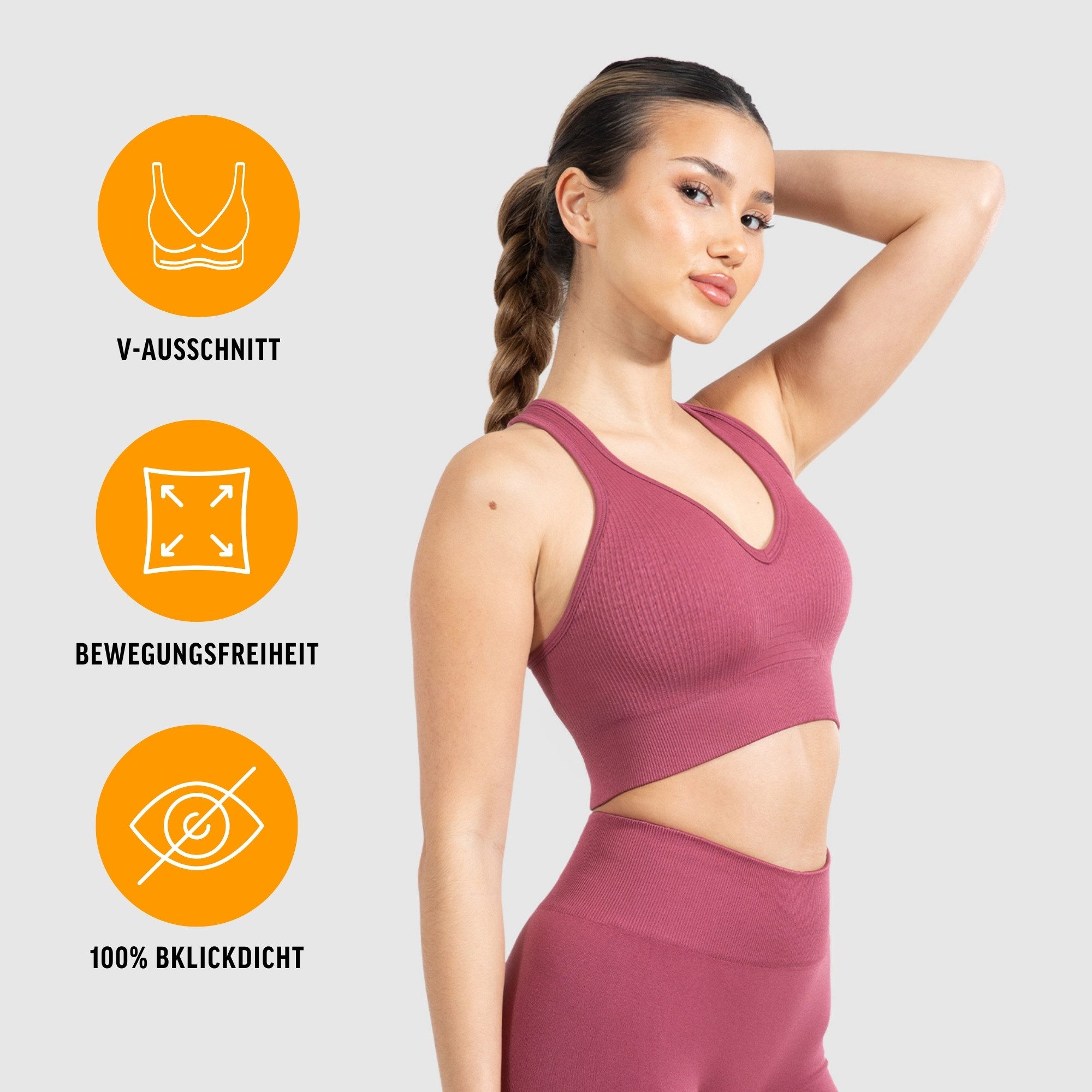 Smilodox Sport-BH Amaze Pro, Seamless Sport Bra Gerippter Stoff Fitness Yog günstig online kaufen