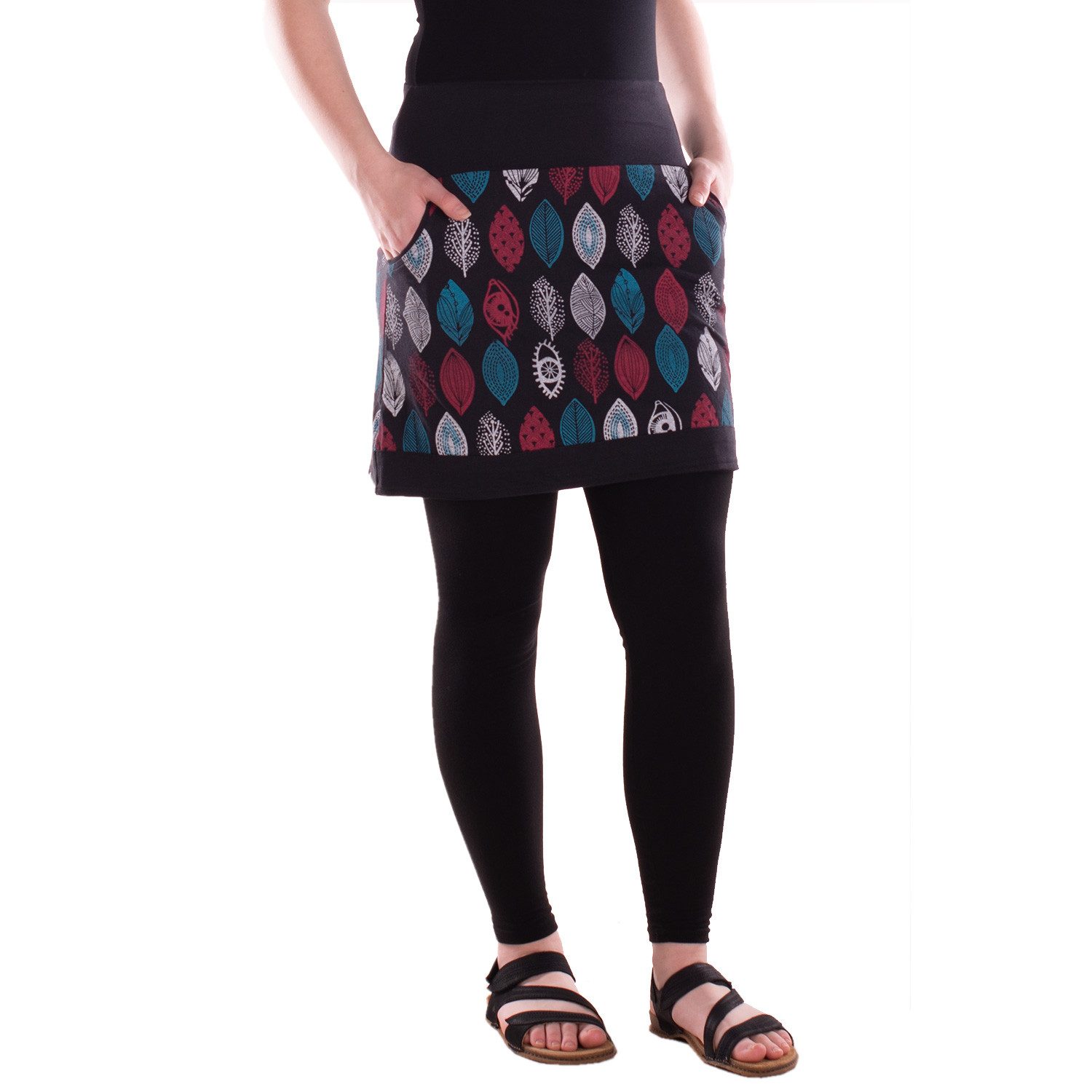 Vishes Minirock Damen Mini-Rock Baumwolle Dschungel-Print elastischer Bund günstig online kaufen