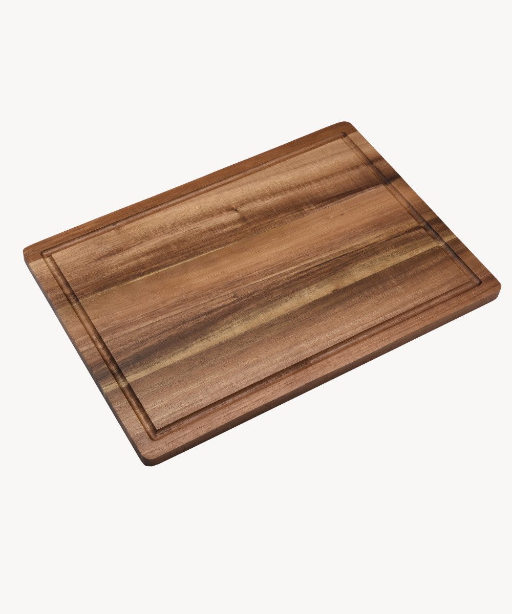 Zoha Schneidebrett Core - Schneidebrett Set Holz aus 100% hochwertigem Akazienholz, inkl. Brettständer und mit Saftrille – Bild 5 von 5