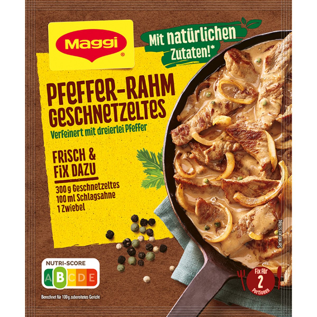 MAGGI Saucen, Maggi Fix für Pfeffer Rahm Geschnetzeltes mit dreierlei Pfeffer 27g