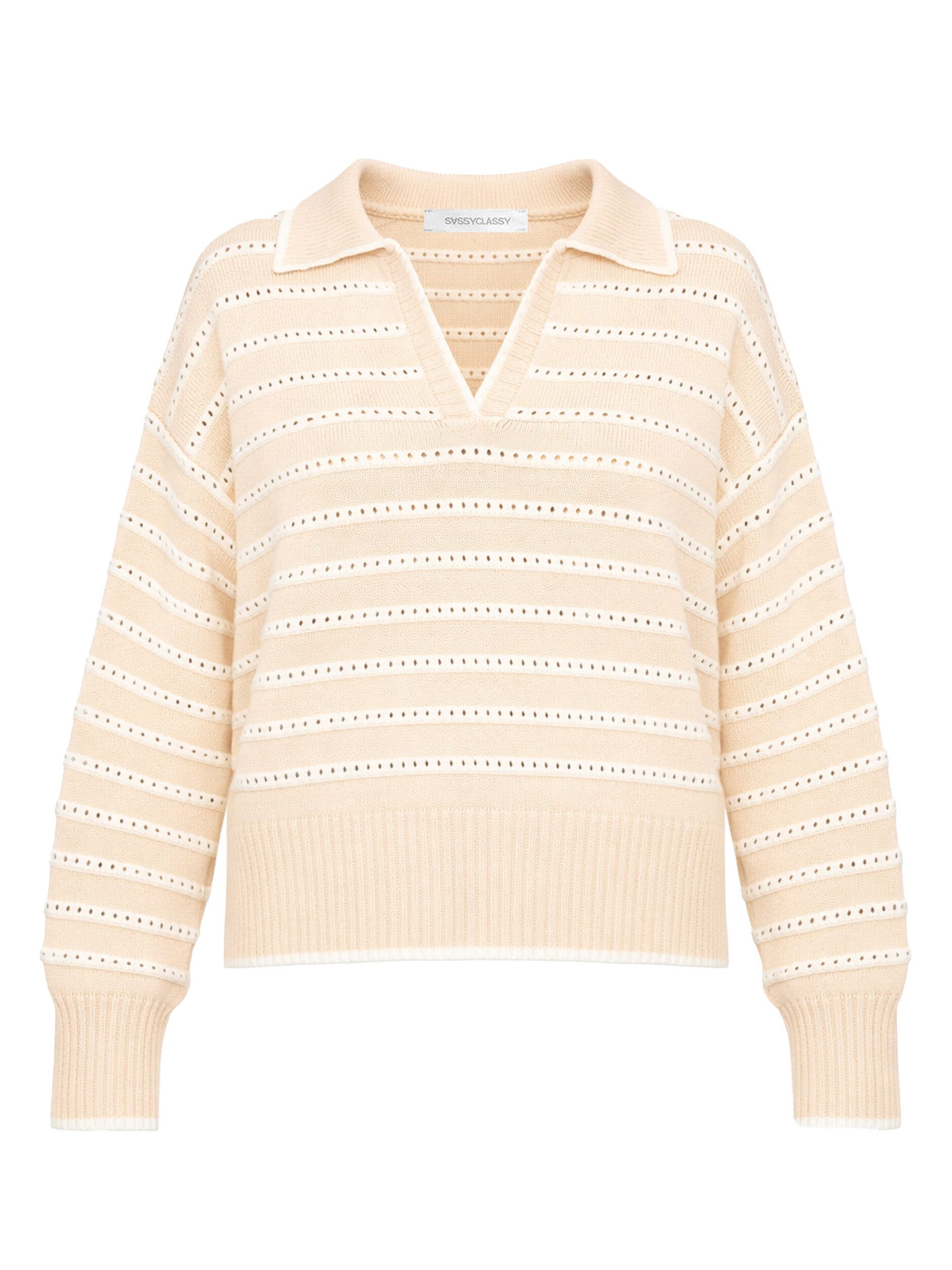SASSYCLASSY Strickpullover Feinstrickpullover mit Polokragen für Damen Pull günstig online kaufen
