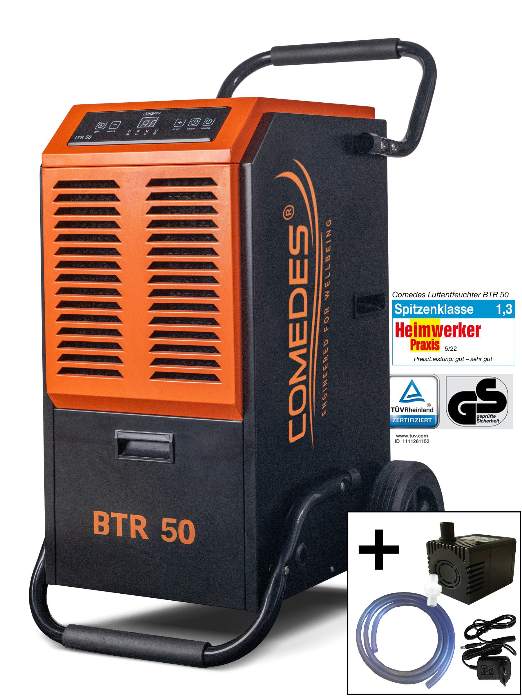 Comedes Будівельні сушарки Luftentfeuchter Comedes BTR 50, 51 Liter/Tag, mit Pumpenset, Entfeuchtung 51 l/Tag, Tank 5.1 l