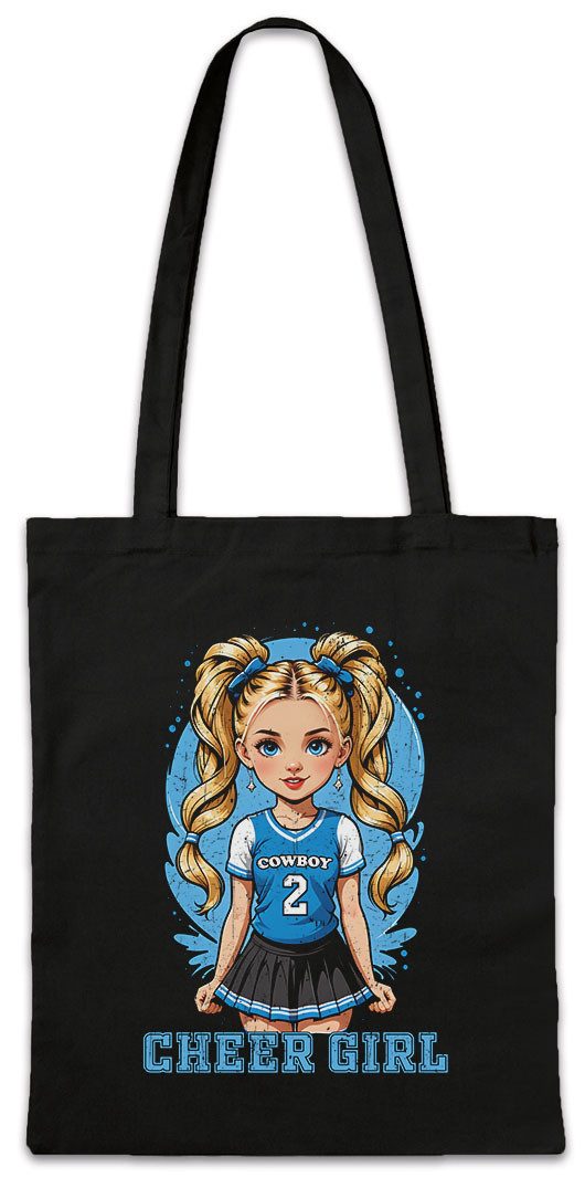 Urban Backwoods Beuteltasche Anime Comwboy Cheerleader Girl Stofftasche American Football (1-tlg), Rockabilly Texas Blue Team