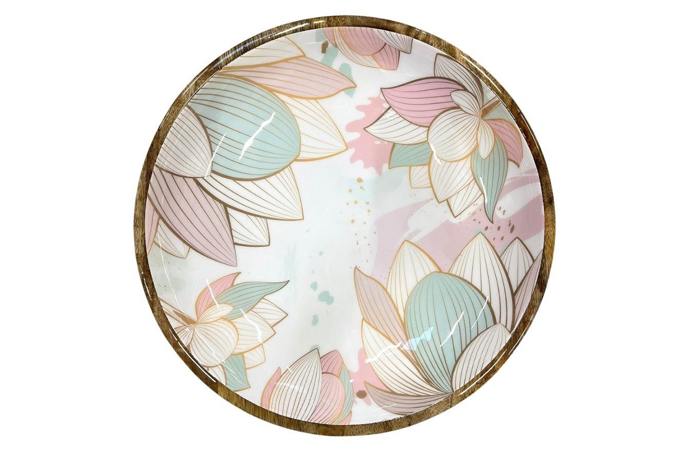 Aufbewahrungsbox Schale Lotus Flower Mangoholz D 38 cm