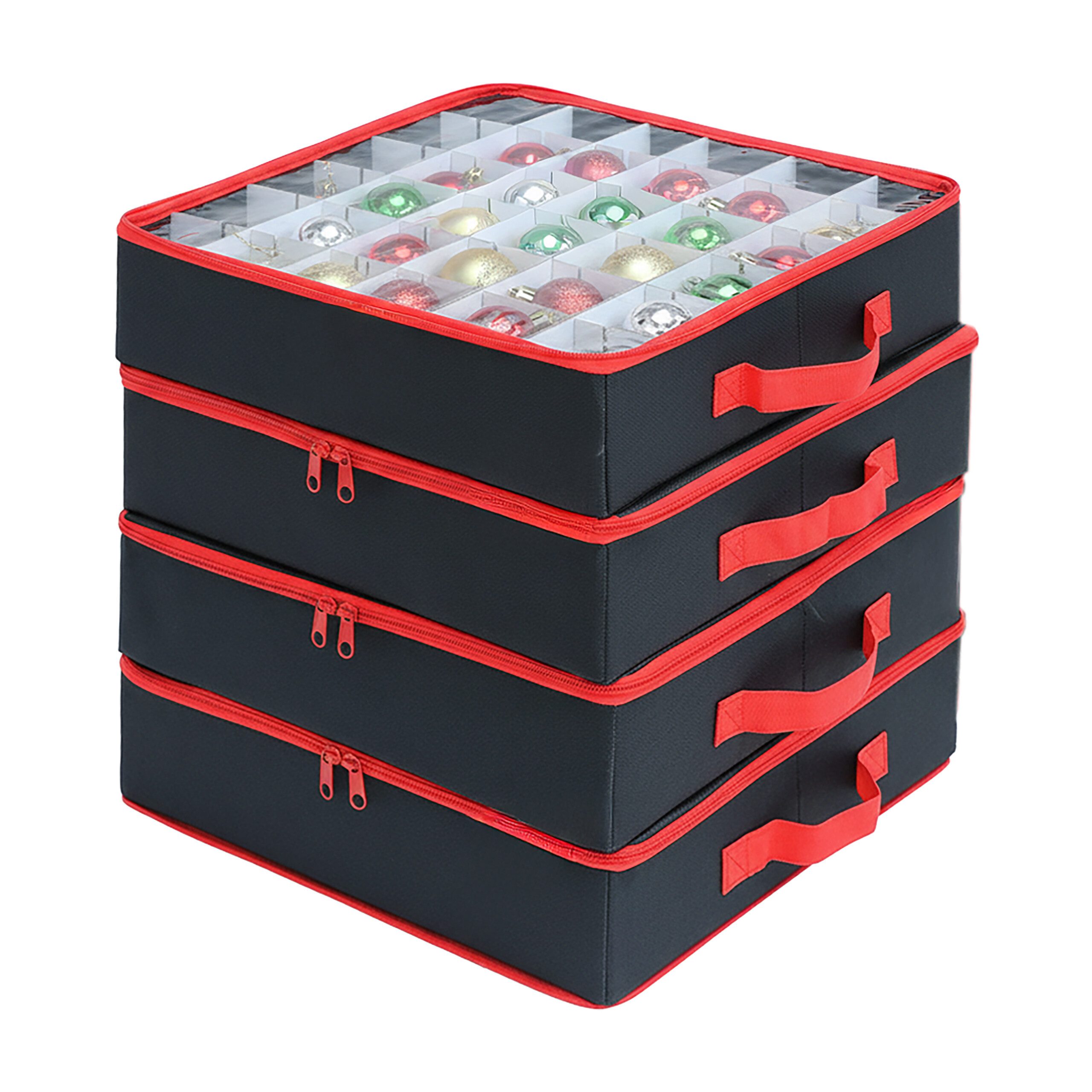 relaxdays Aufbewahrungsbox Weihnachtskugel Aufbewahrungsbox 4er Set (4 St), schwarz