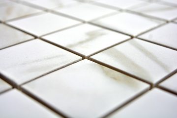 Mosani Mosaikfliesen Keramik Mosaik FlieseCalacatta weiß beige Feinsteinzeug Fliesenspiegel