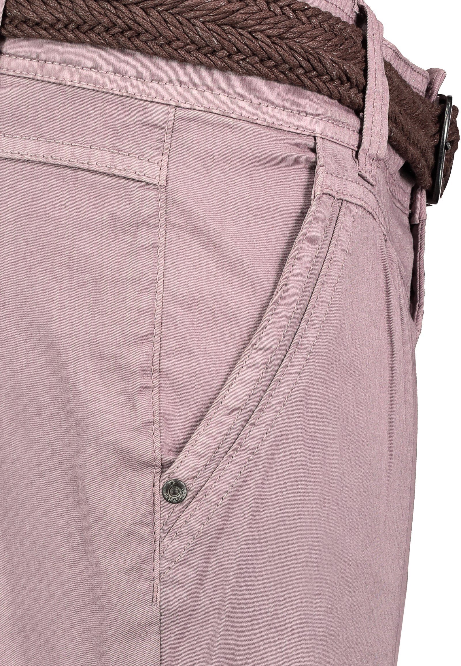 Fresh Made Bermudas Damen Short Bermuda 3/4 Hose Sommer Chino Stoff Hose mit Gürtel Capri – Bild 5 von 5