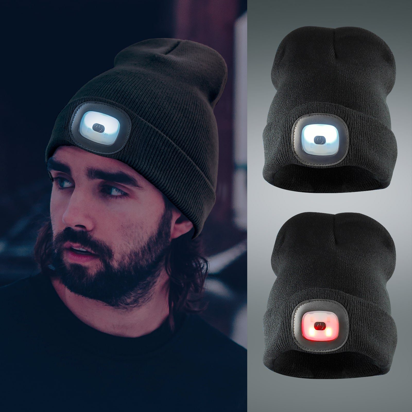 Beleuchtete Für Damen Schwarz & Herren, Leuchtmodi, 3 Strickmütze (1-St) mit EAXUS Licht Mütze Beanie Strickmütze - LED