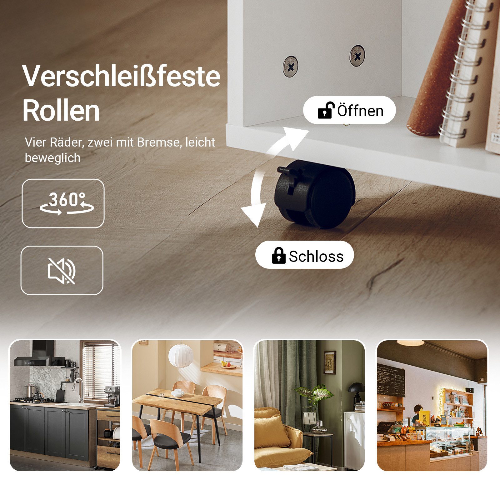 SoBuy Druckertisch FBT68, Druckerschrank mit Rollen, Beistelltisch für Büro & Homeoffice, mit 7 Ablagen Rollcontainer Bürowagen Beistellwagen Aktenwagen – Bild 5 von 5