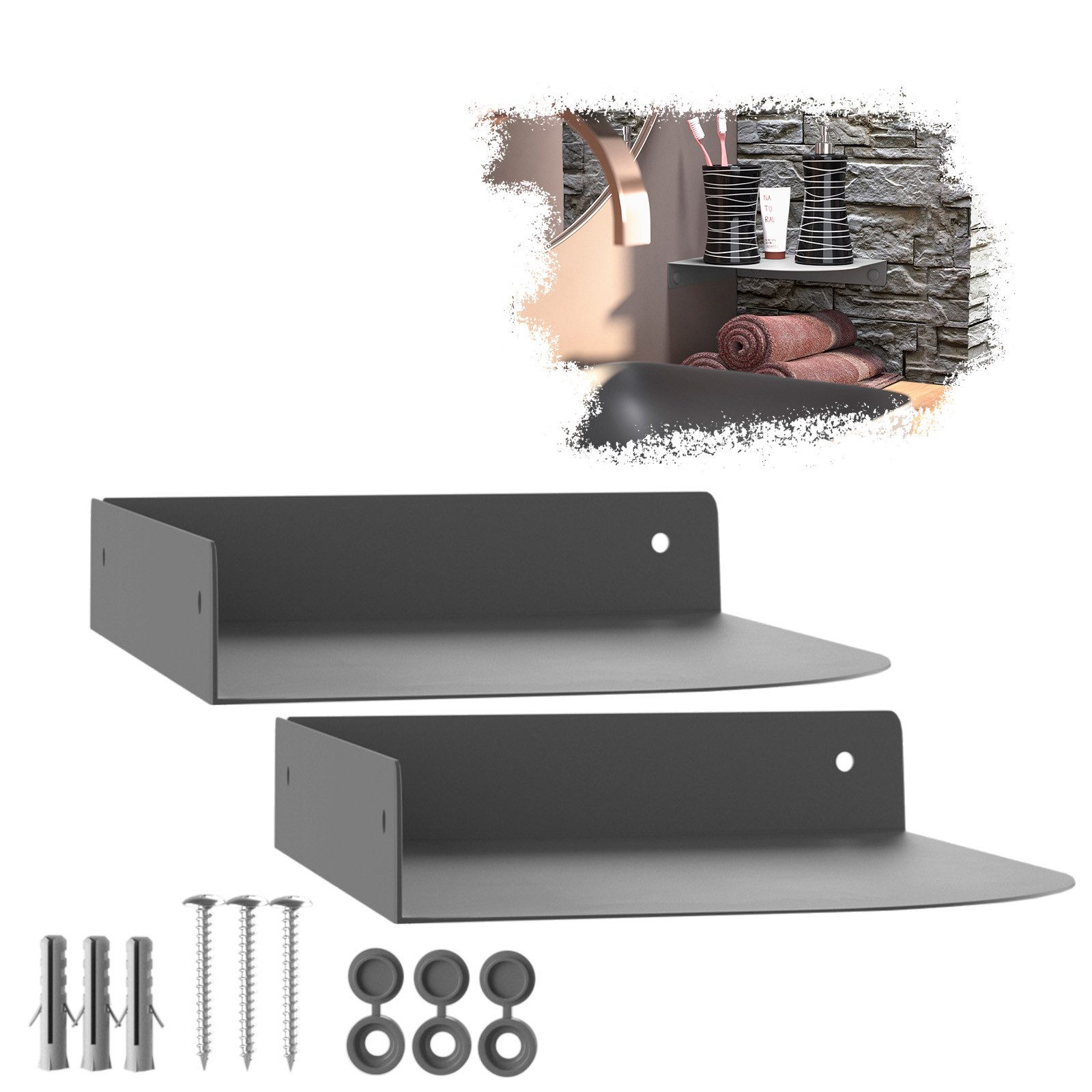 SO-TECH® Wandregal Eckregal HOVER 20/30 x 15/20 x 3 cm inkl. Befestigungsse günstig online kaufen