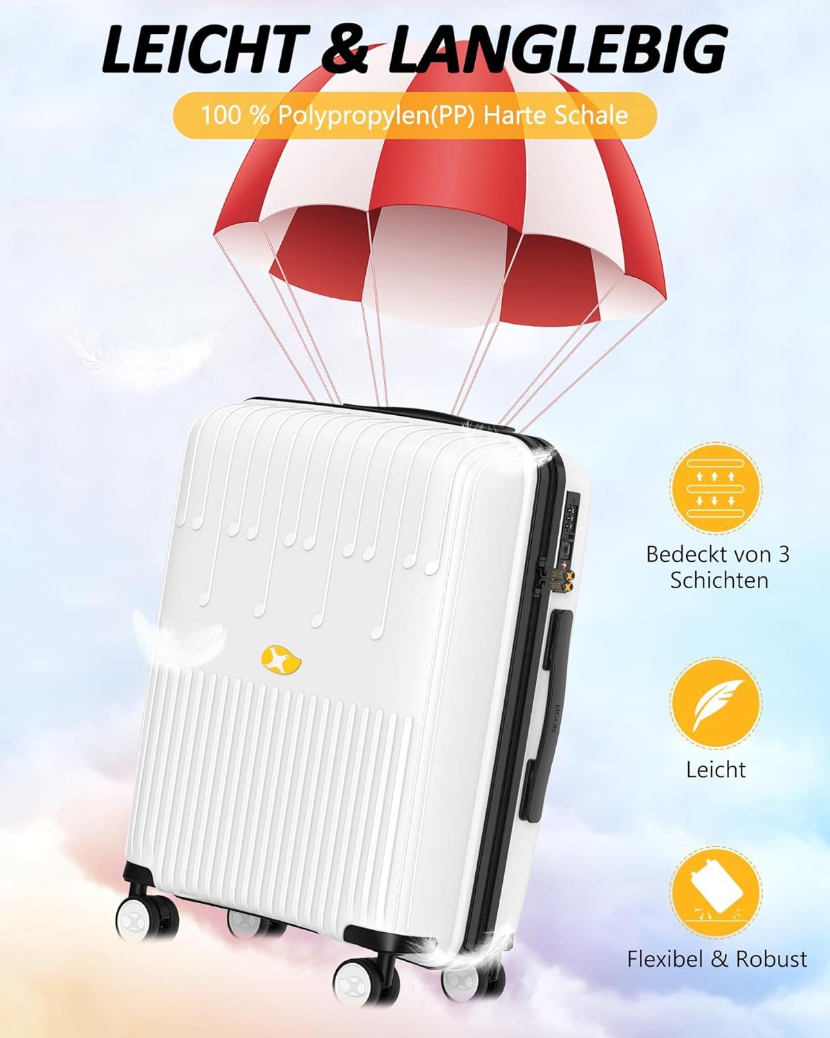 Diyarts Handgepäckkoffer Handgepäck Koffer, 4 Rollen, Handgepäck-Trolley, L günstig online kaufen