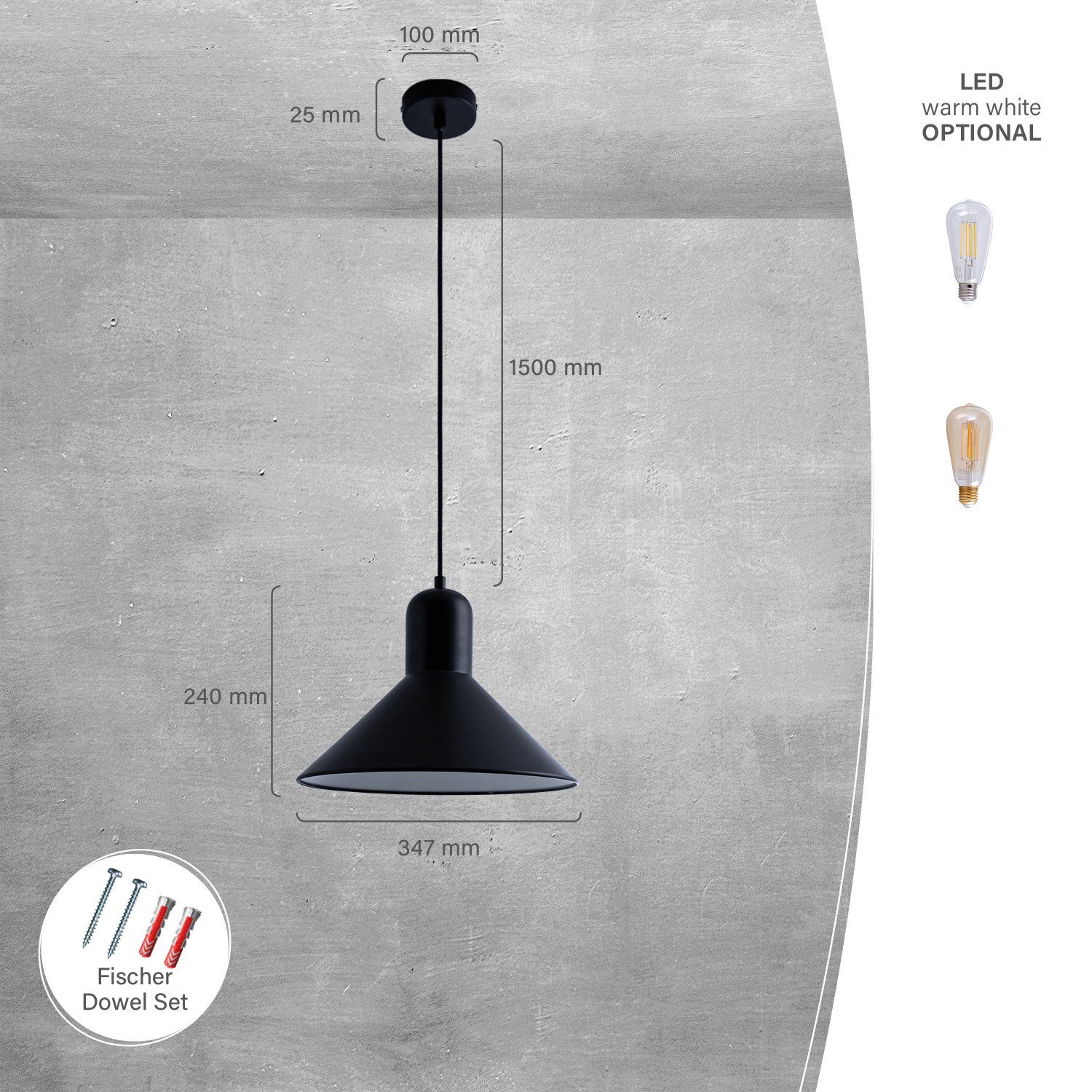 Paco Home Pendelleuchte CLAIRE, ohne Leuchtmittel, Hängelampe Esszimmer Küchenlampe Hängend Esstischlampe Matt E27