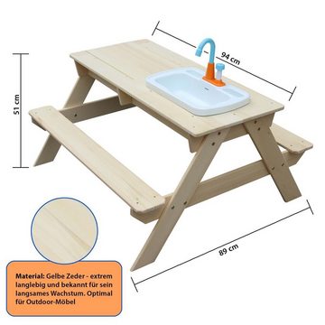 Coemo Garten-Kindersitzgruppe, (Set, 1-tlg), Kindersitzgruppe und Sand-und Wasserspieltisch in einem! Picknicktisch