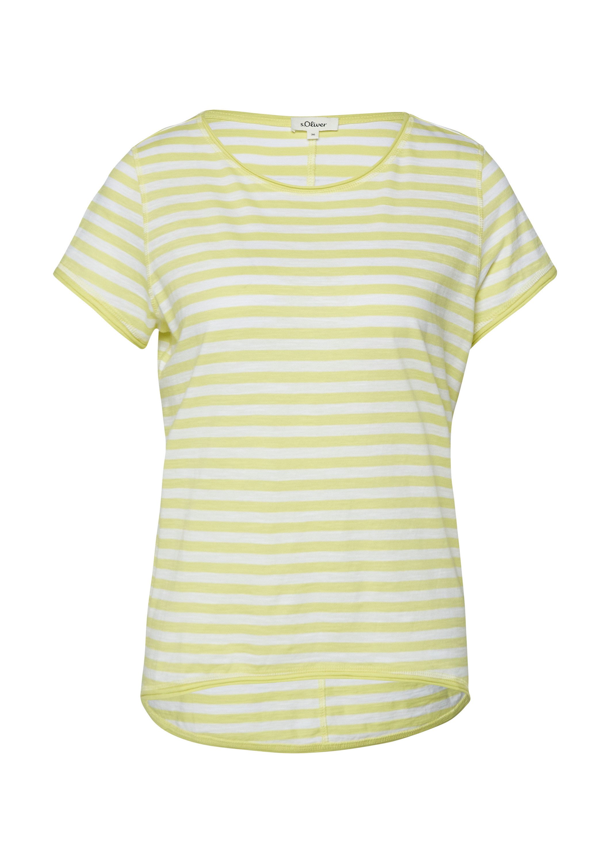 s.Oliver Kurzarmshirt T-Shirt T-Shirt mit Rollkanten und Flammgarnstruktur