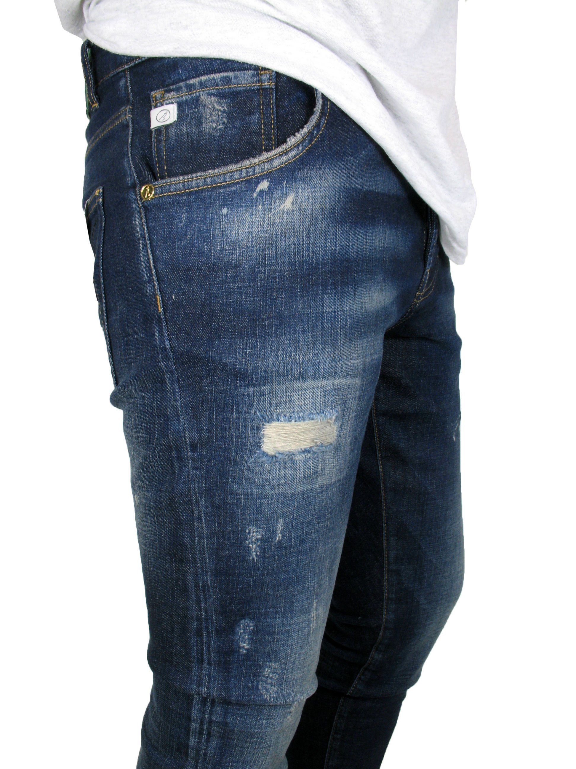 Goldgarn 5-Pocket-Jeans Herren NECKARAU Skinny Cropped distressed Denim