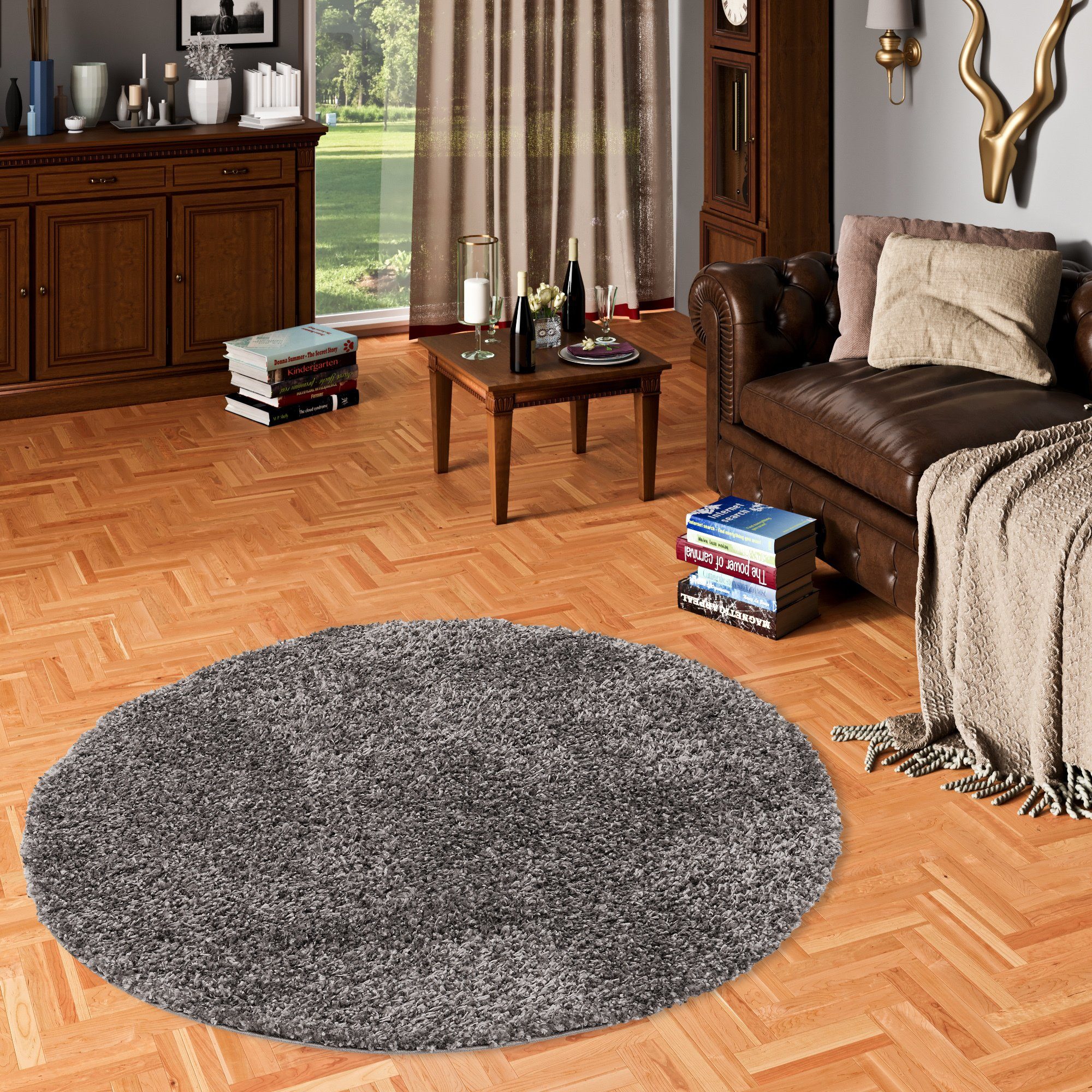Pergamon Hochflor-Teppich Hochflor Langflor Shaggy Teppich Comfy Mix Rund, günstig online kaufen