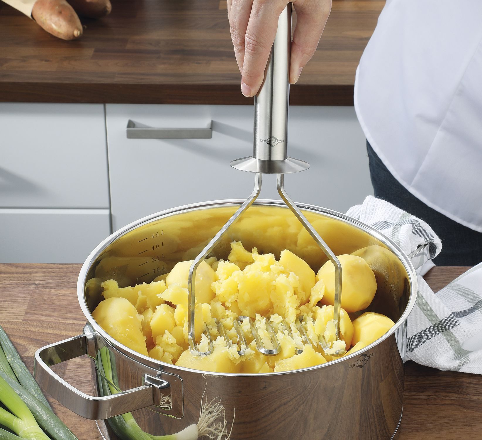Küchenprofi Kartoffelstampfer Kartoffelstampfer EXPERT Edelstahl spülmaschinengeeignet, Edelstahl, eckiger Draht für Püree und Guacamole